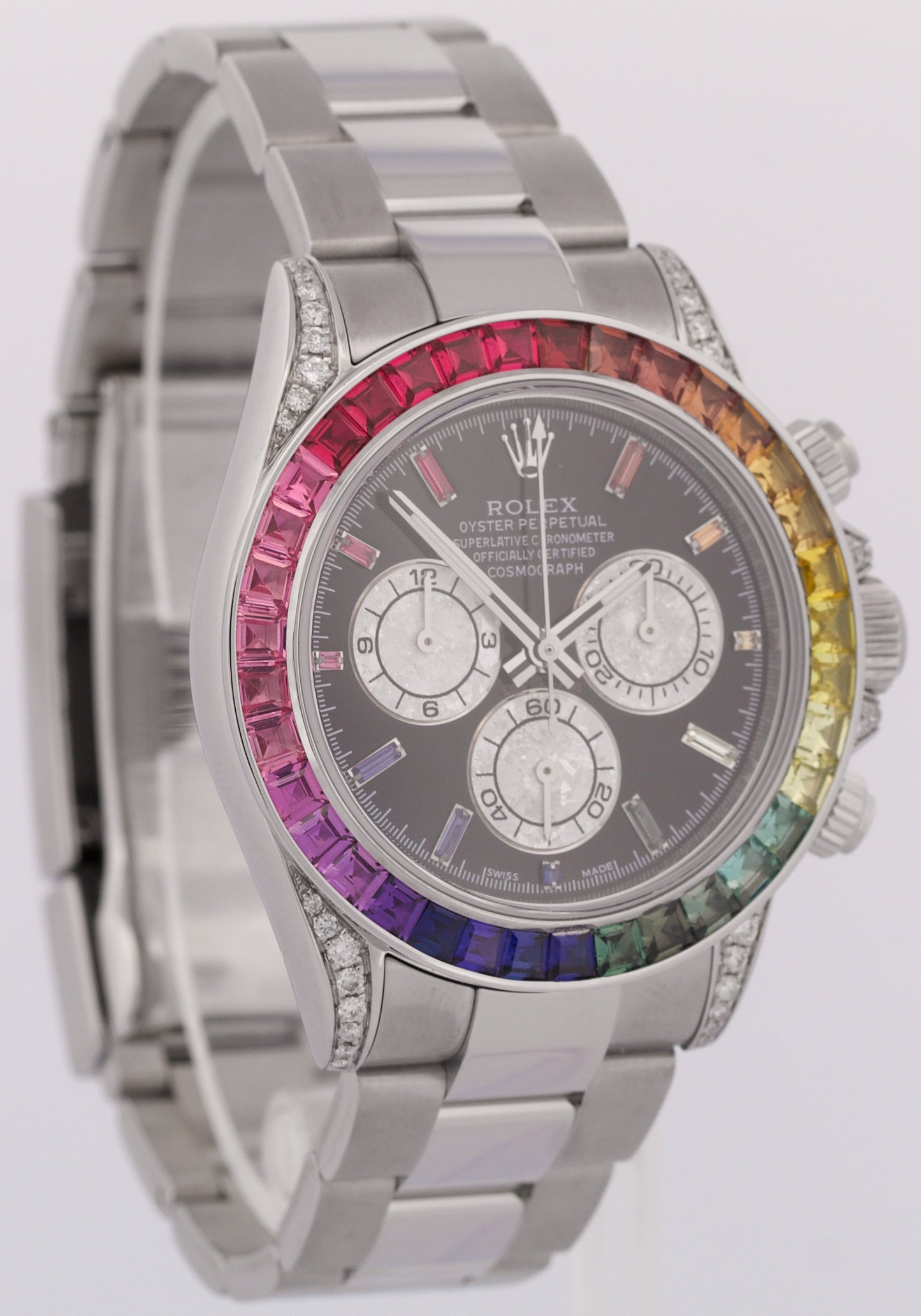 Rolex Daytona Cosmograph Black RAINBOW SAPPHIRE Chronograph Steel 40mm 116520