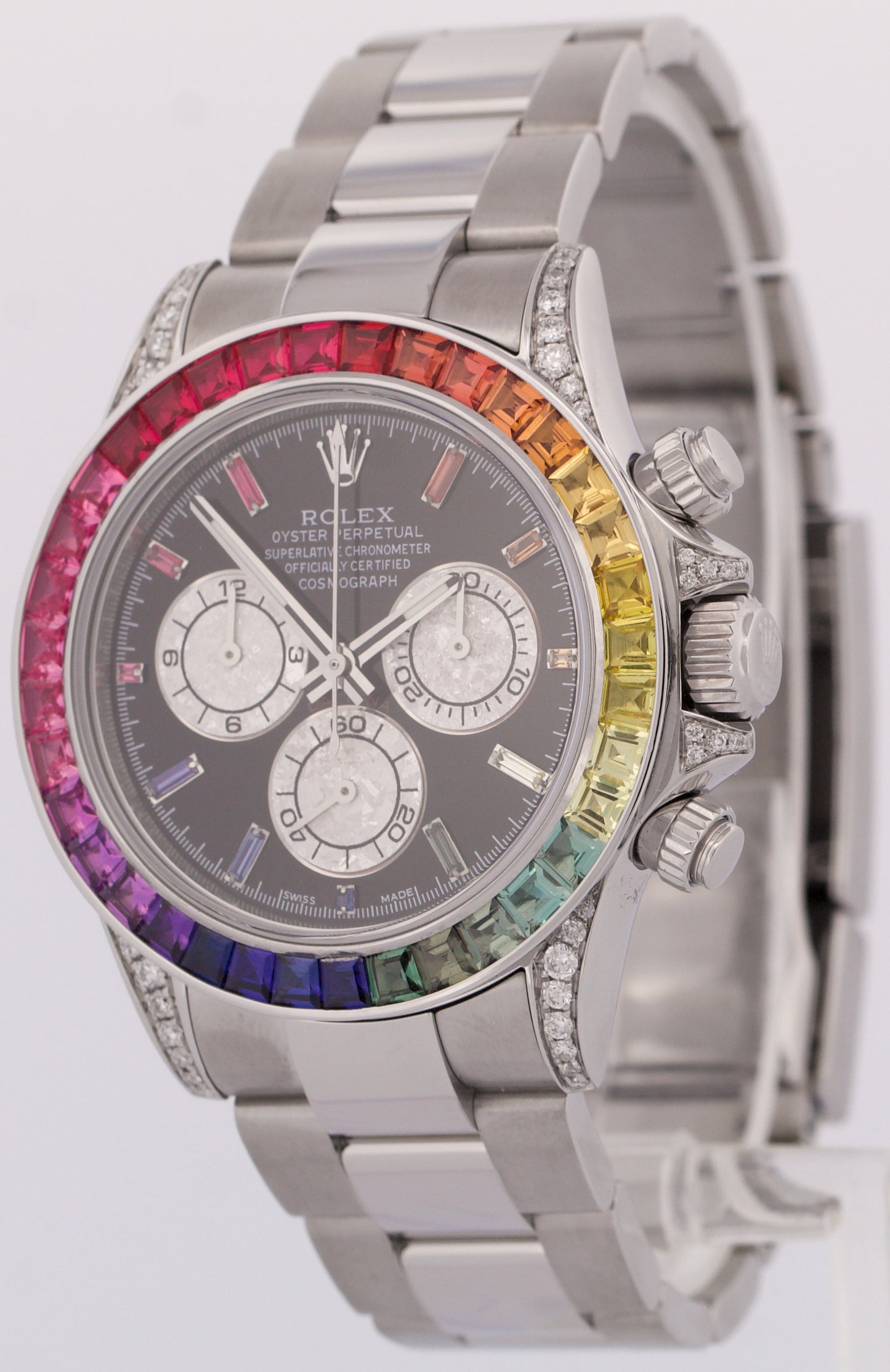 Rolex Daytona Cosmograph Black RAINBOW SAPPHIRE Chronograph Steel 40mm 116520