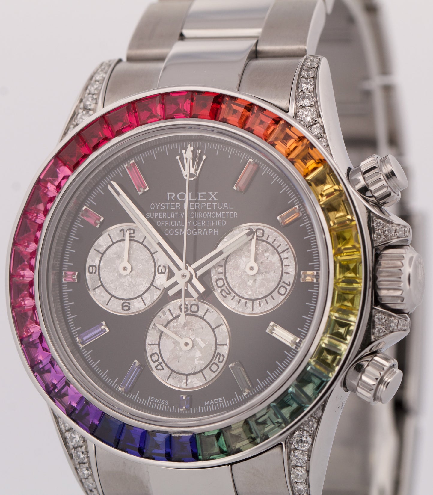 Rolex Daytona Cosmograph Black RAINBOW SAPPHIRE Chronograph Steel 40mm 116520