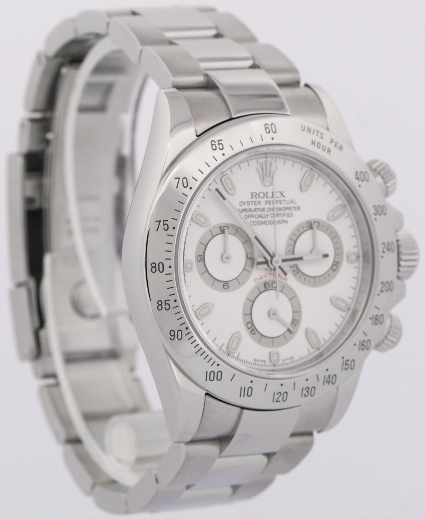 Rolex Daytona Cosmograph WHITE Chronograph Stainless Steel Watch 40mm 116520