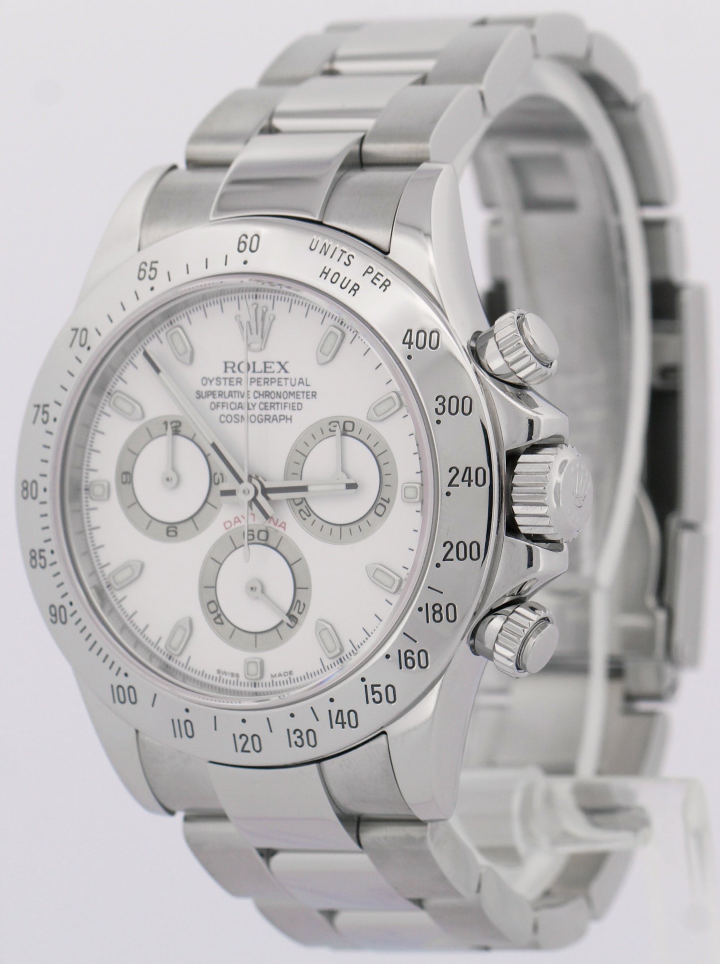 Rolex Daytona Cosmograph WHITE Chronograph Stainless Steel Watch 40mm 116520