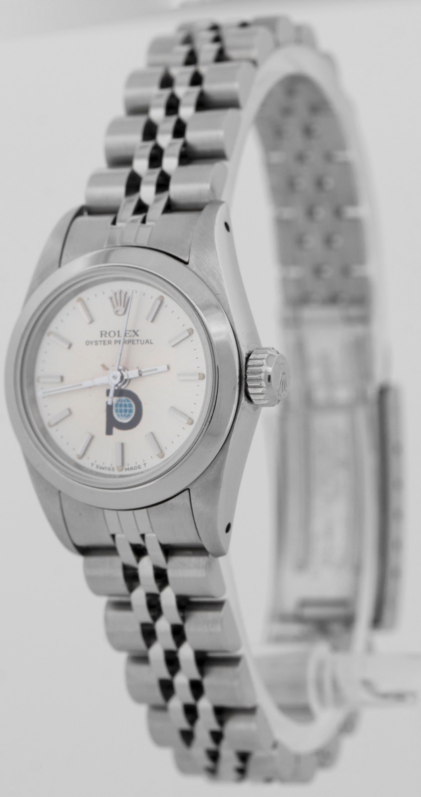 PAPERS Rolex Oyster Perpetual Silver POOL INTAIRDRIL Steel 24mm Watch 67180 BOX