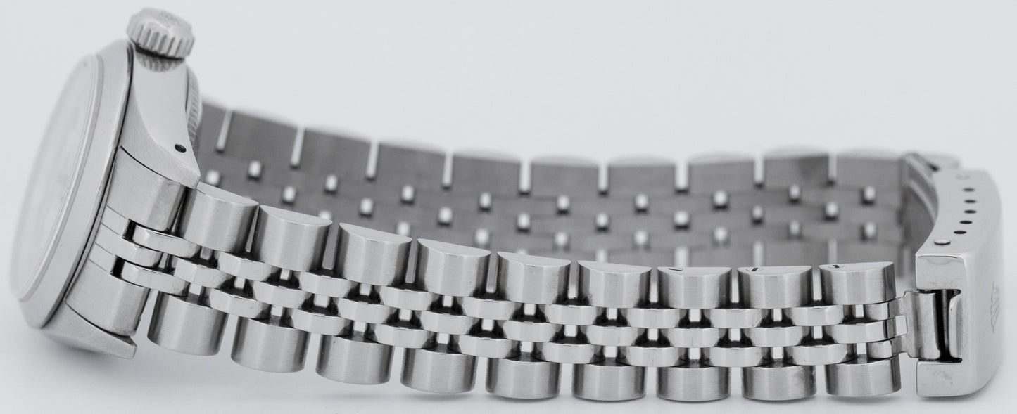 PAPERS Rolex Oyster Perpetual Silver POOL INTAIRDRIL Steel 24mm Watch 67180 BOX