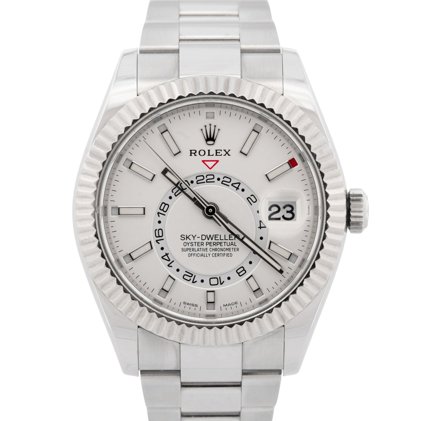 PAPERS Rolex Sky-Dweller WHITE Gold Stainless Steel 42mm 326934 Oyster Watch BOX
