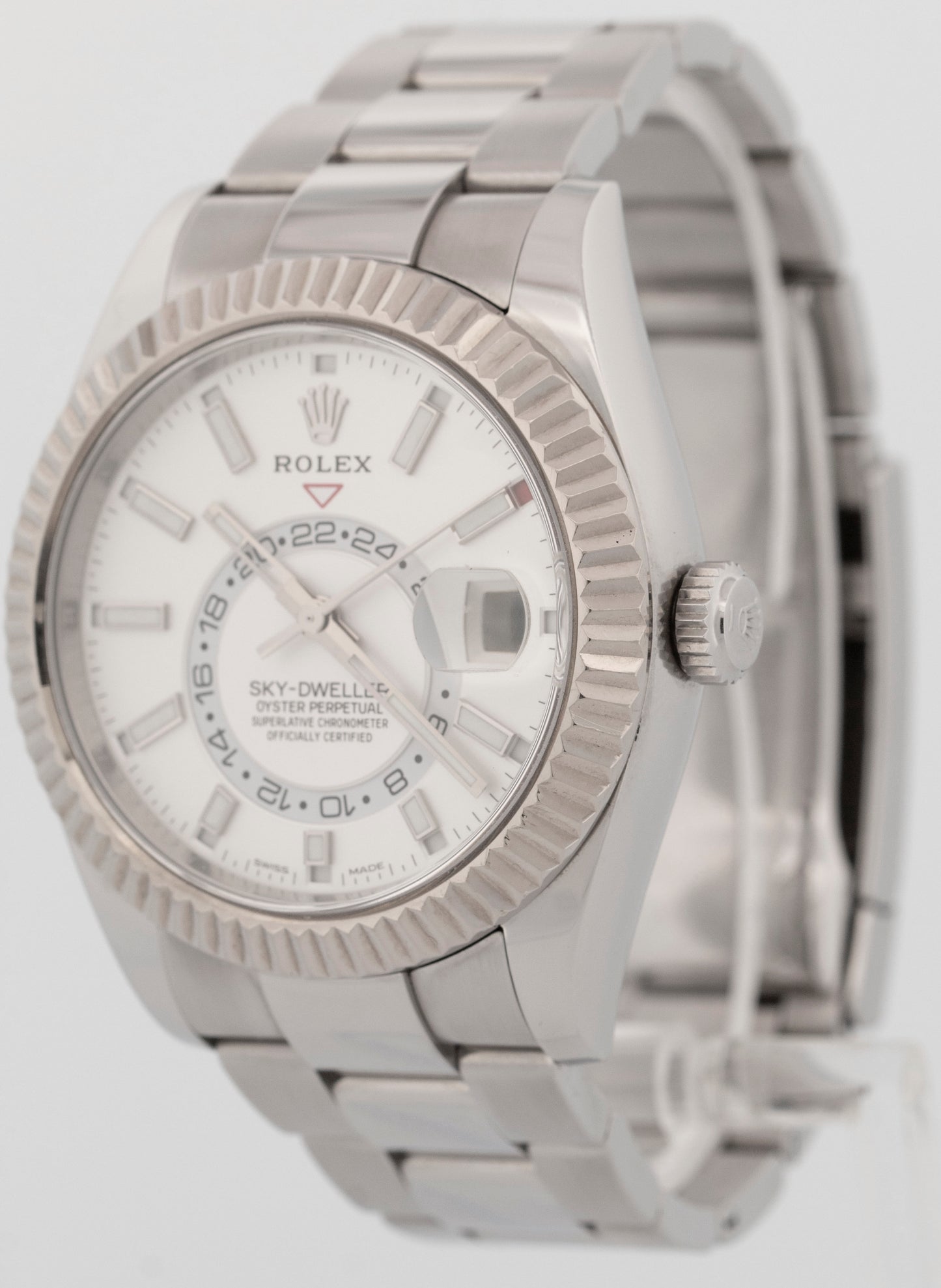 PAPERS Rolex Sky-Dweller WHITE Gold Stainless Steel 42mm 326934 Oyster Watch BOX