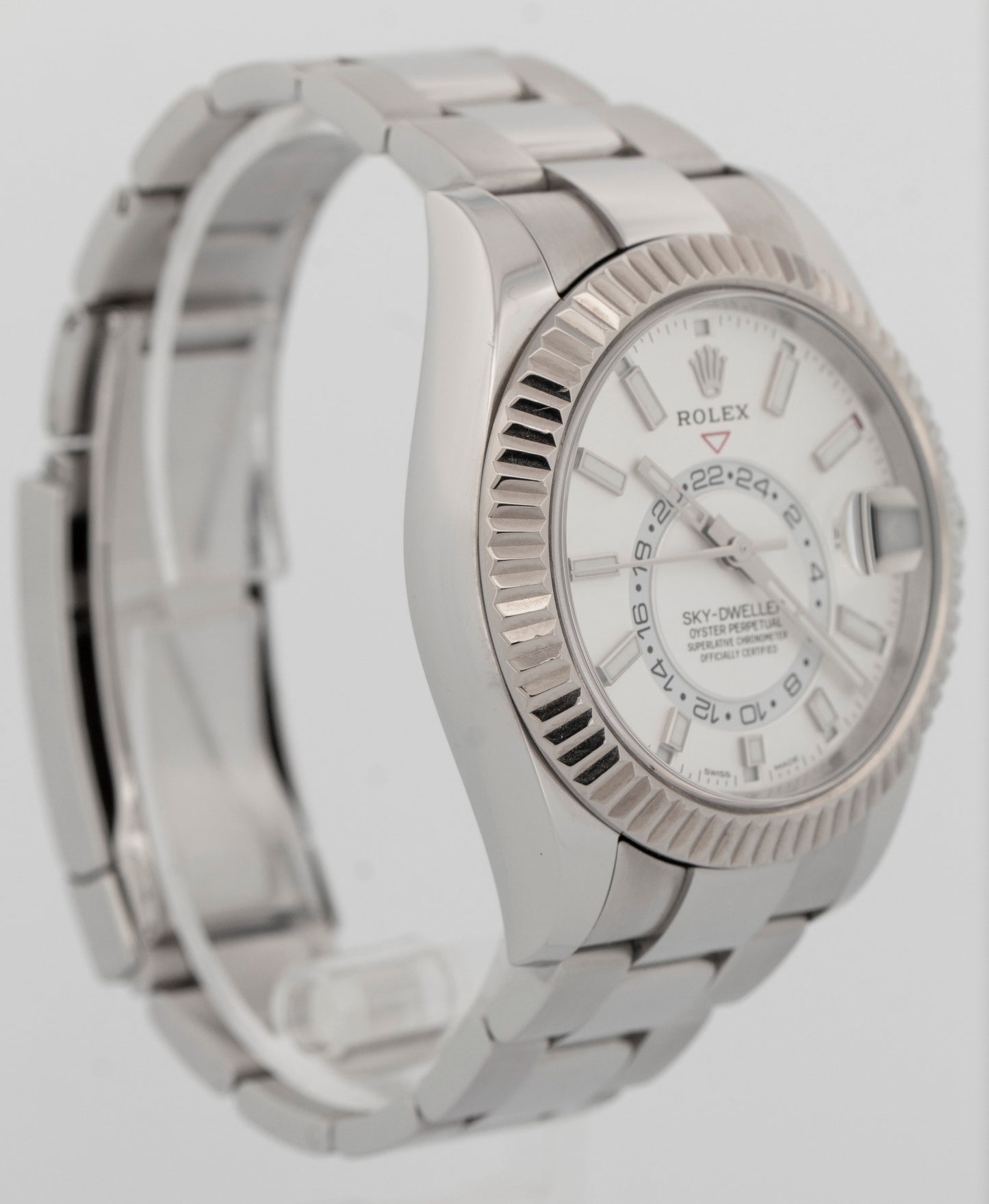 PAPERS Rolex Sky-Dweller WHITE Gold Stainless Steel 42mm 326934 Oyster Watch BOX