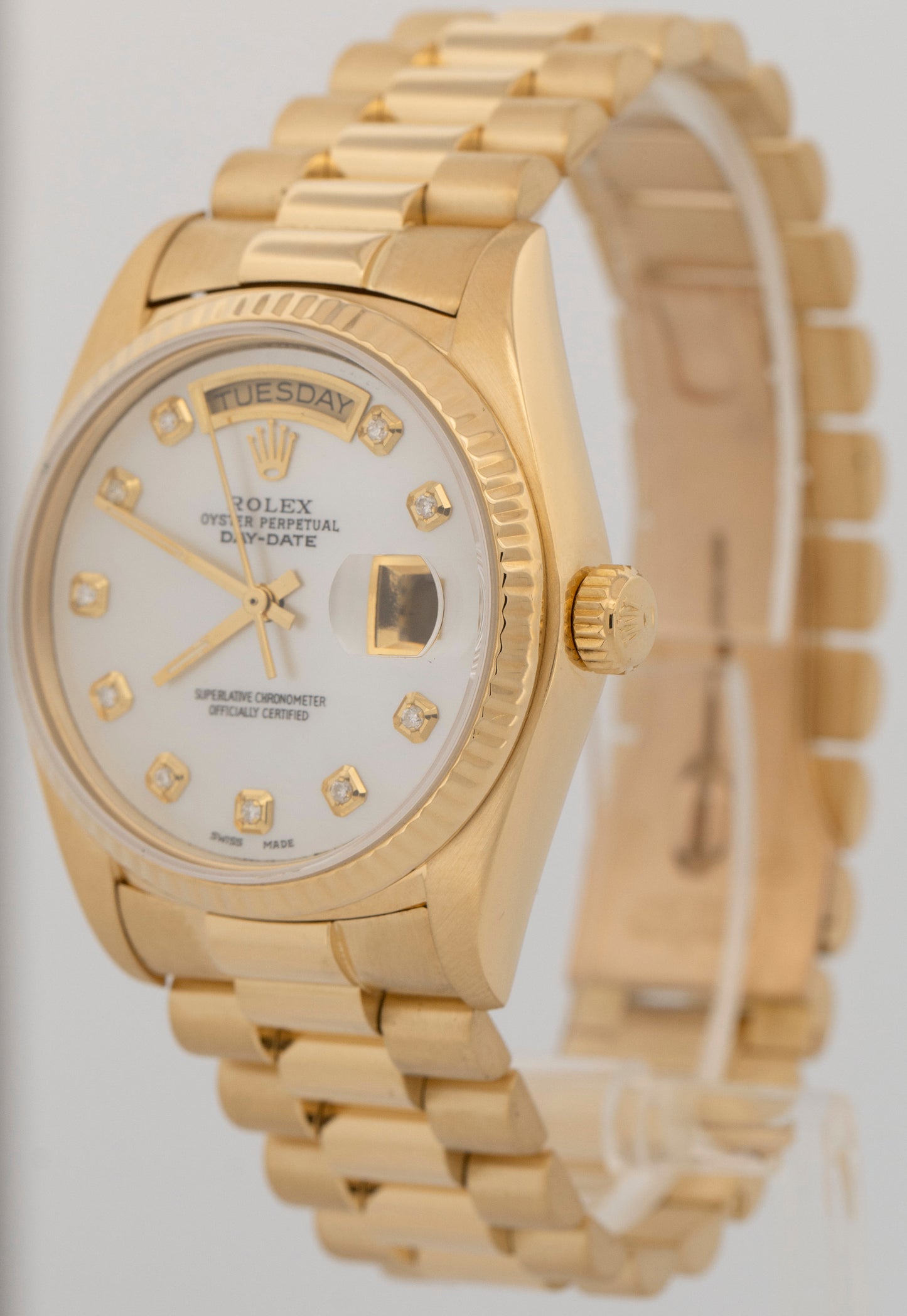 MINT Rolex Day-Date President MOP DIAMOND 36mm 18K Yellow Gold Watch 18038