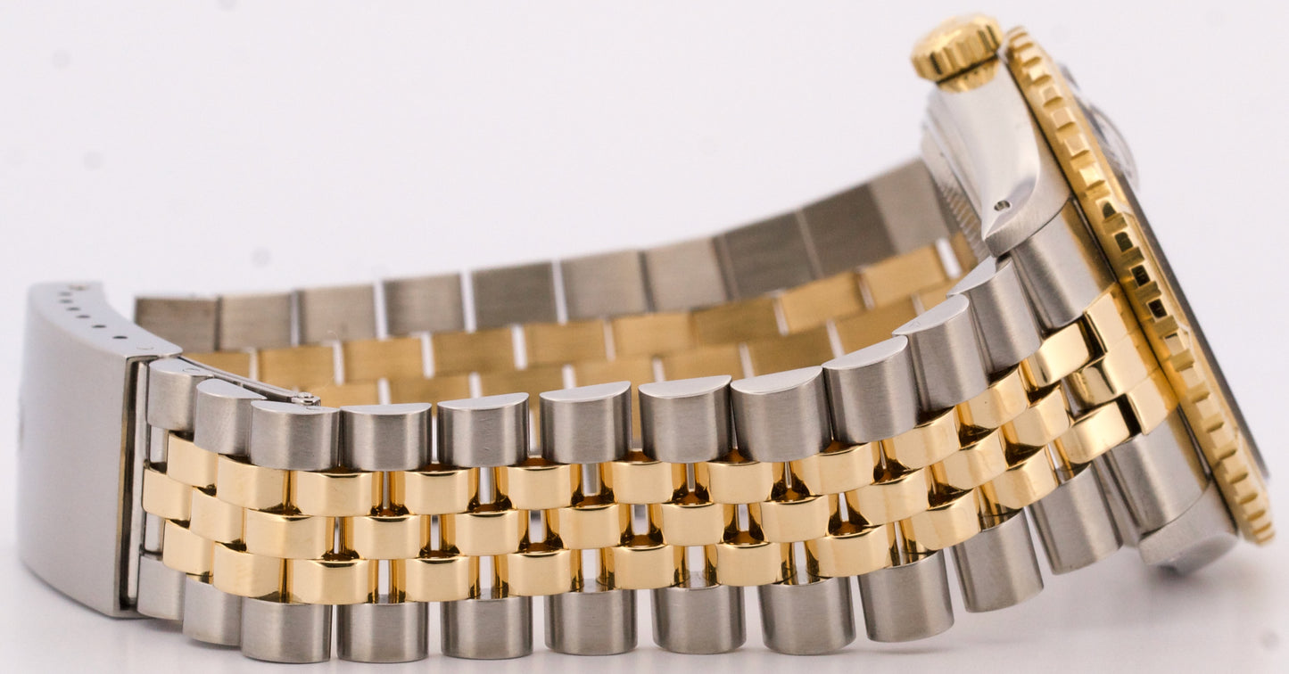 1986 Rolex DateJust 36mm BLACK Turn-O-Graph JUBILEE Steel 18K Yellow Gold 16253