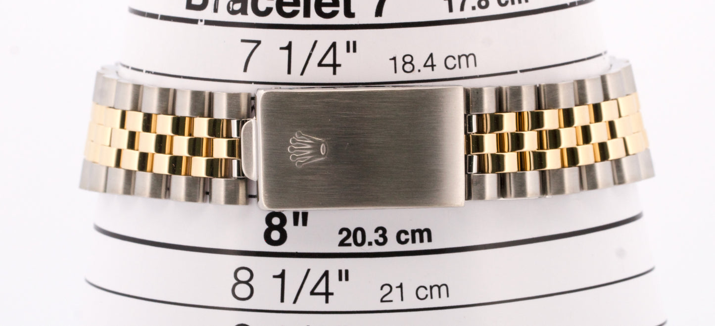 1986 Rolex DateJust 36mm BLACK Turn-O-Graph JUBILEE Steel 18K Yellow Gold 16253