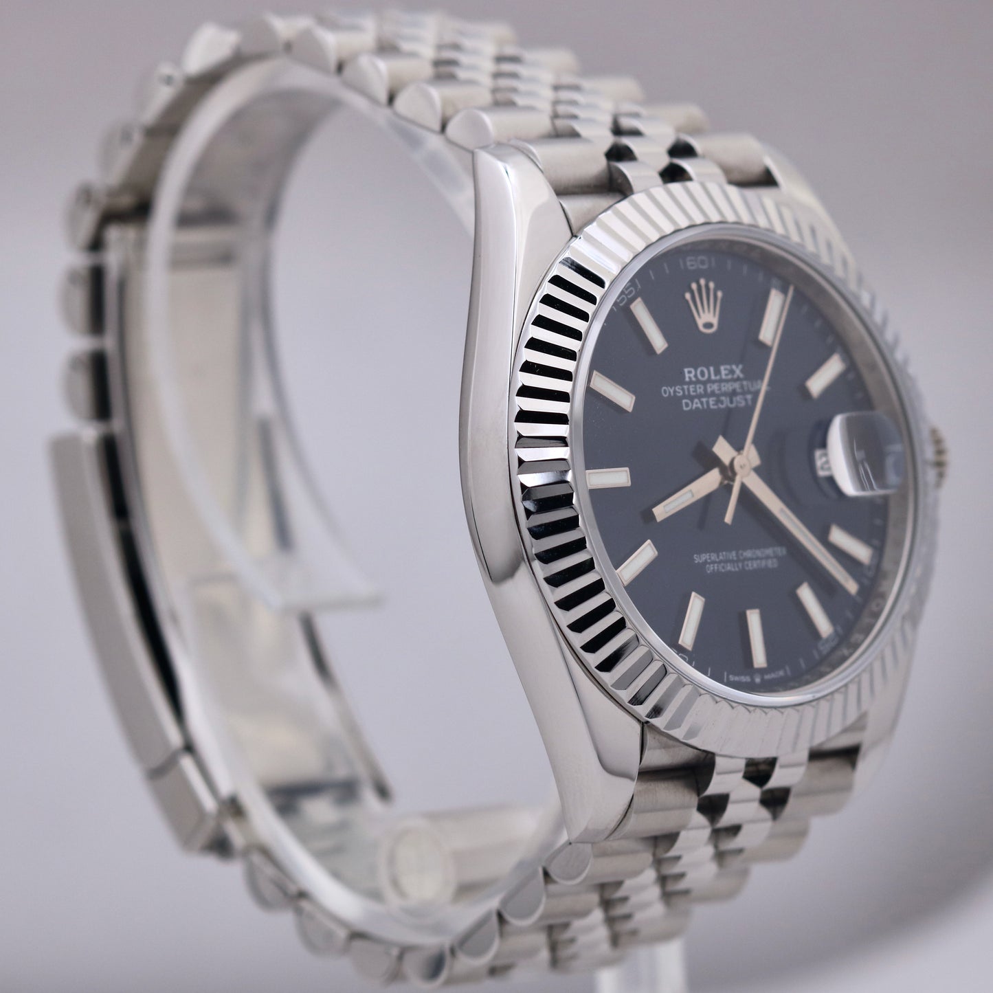 Rolex DateJust 41 Blue Stainless Steel 18K White Gold JUBILEE 41mm Watch 126334