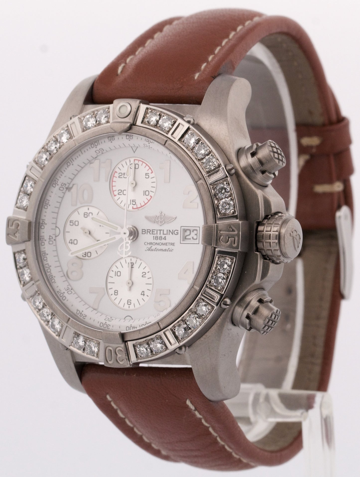 Breitling Avenger Chronograph Titanium 44mm WHITE DIAMOND Automatic E13360 BOX