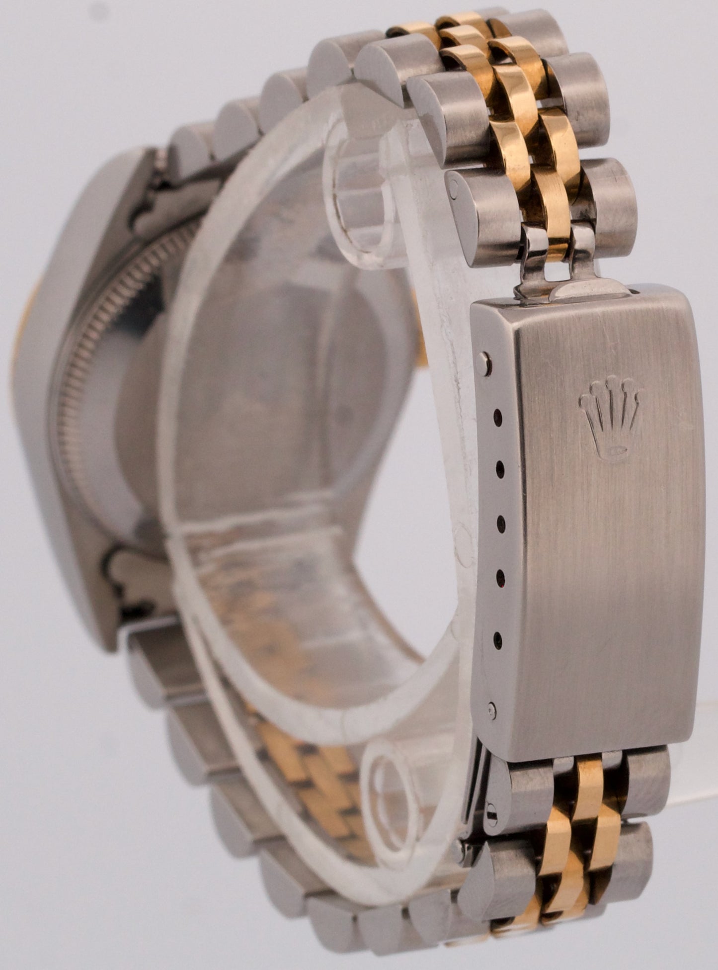 Rolex Oyster Perpetual 24mm BLACK DIAMOND 18K Gold Steel Fluted JUBILEE 76193