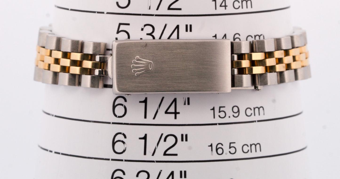 Rolex Oyster Perpetual 24mm BLACK DIAMOND 18K Gold Steel Fluted JUBILEE 76193