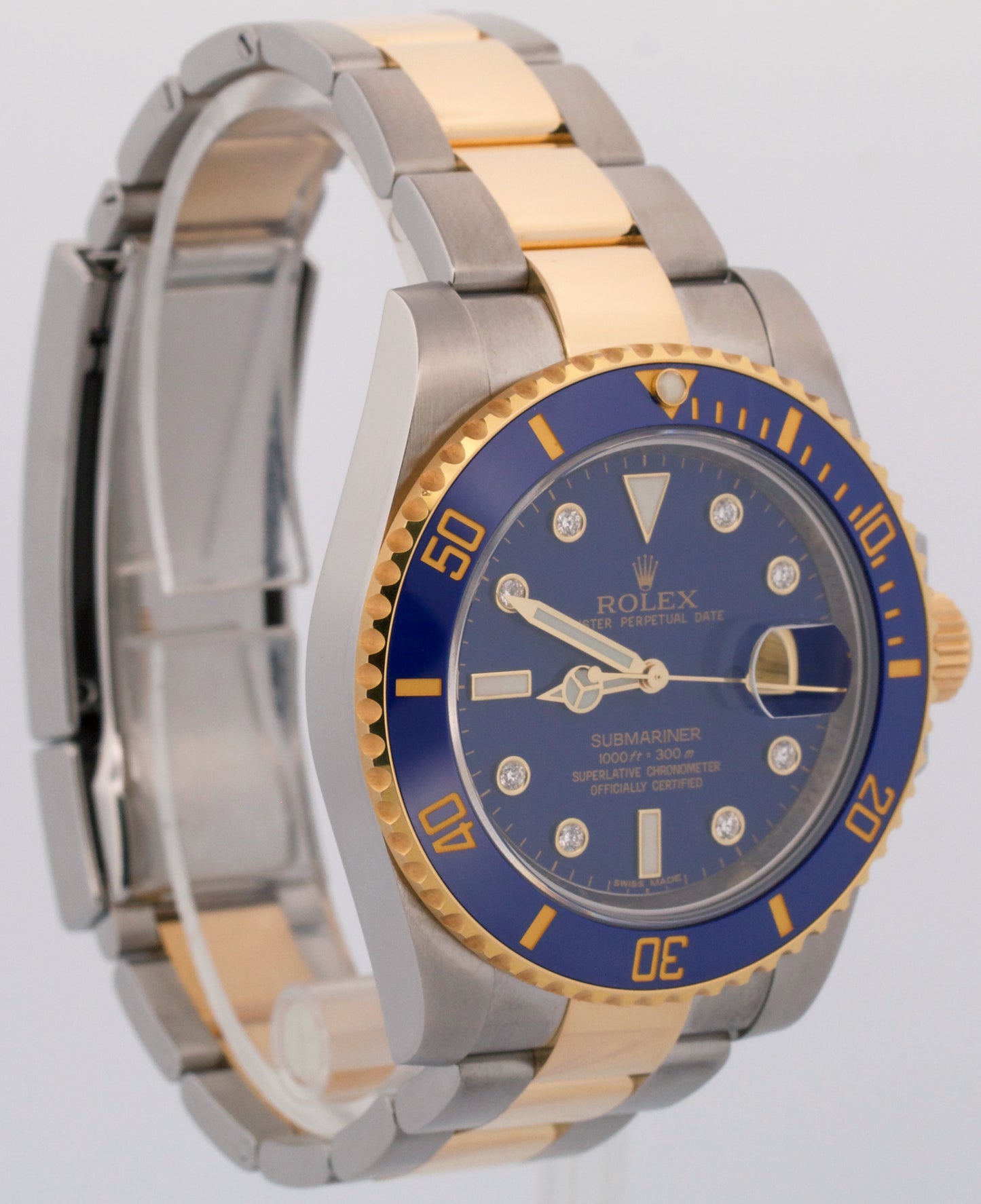 PAPERS Rolex Submariner Date FACTORY BLUE DIAMOND 18K Steel 40mm 116613 LB BOX