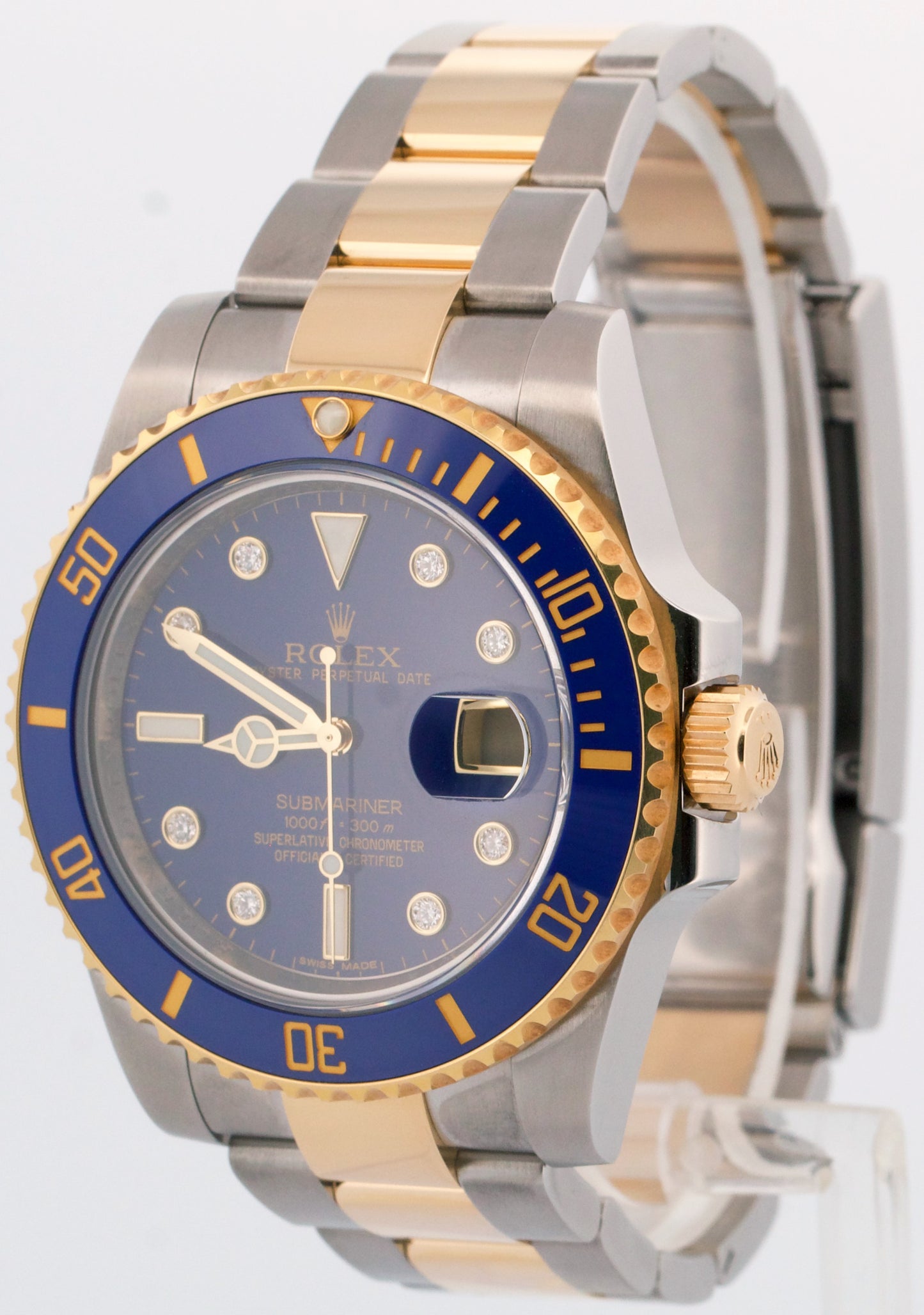 PAPERS Rolex Submariner Date FACTORY BLUE DIAMOND 18K Steel 40mm 116613 LB BOX