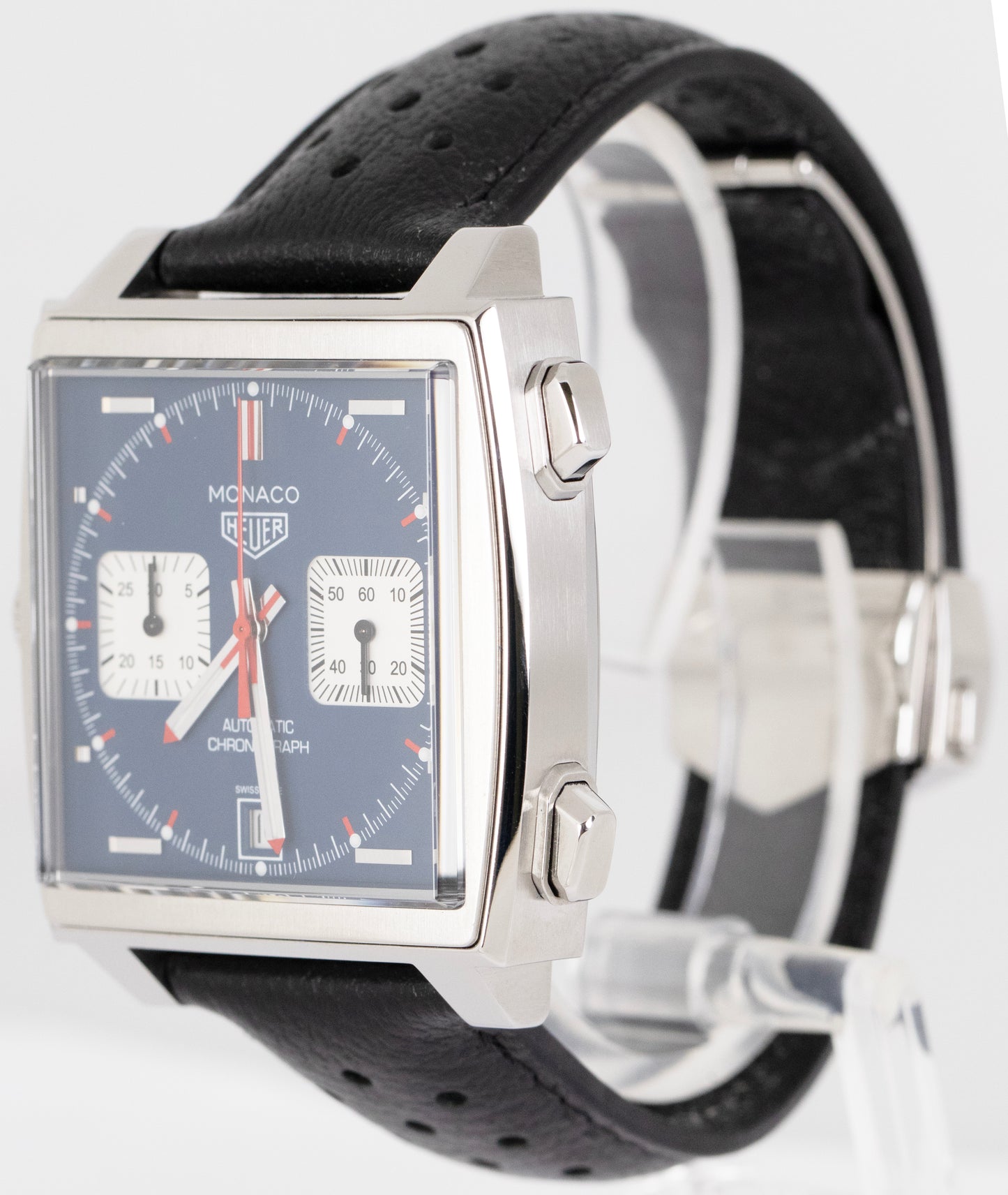 MINT 2021 PAPERS Tag Heuer Monaco Blue Chronograph Steel 39mm Watch CAW211P B+P