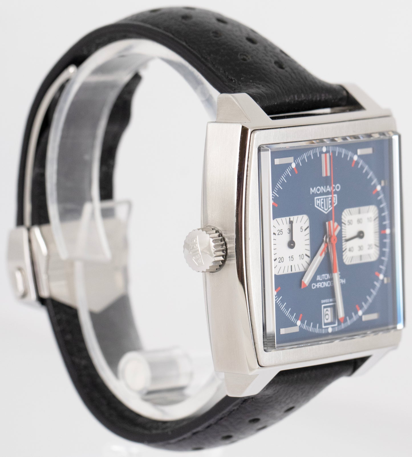MINT 2021 PAPERS Tag Heuer Monaco Blue Chronograph Steel 39mm Watch CAW211P B+P