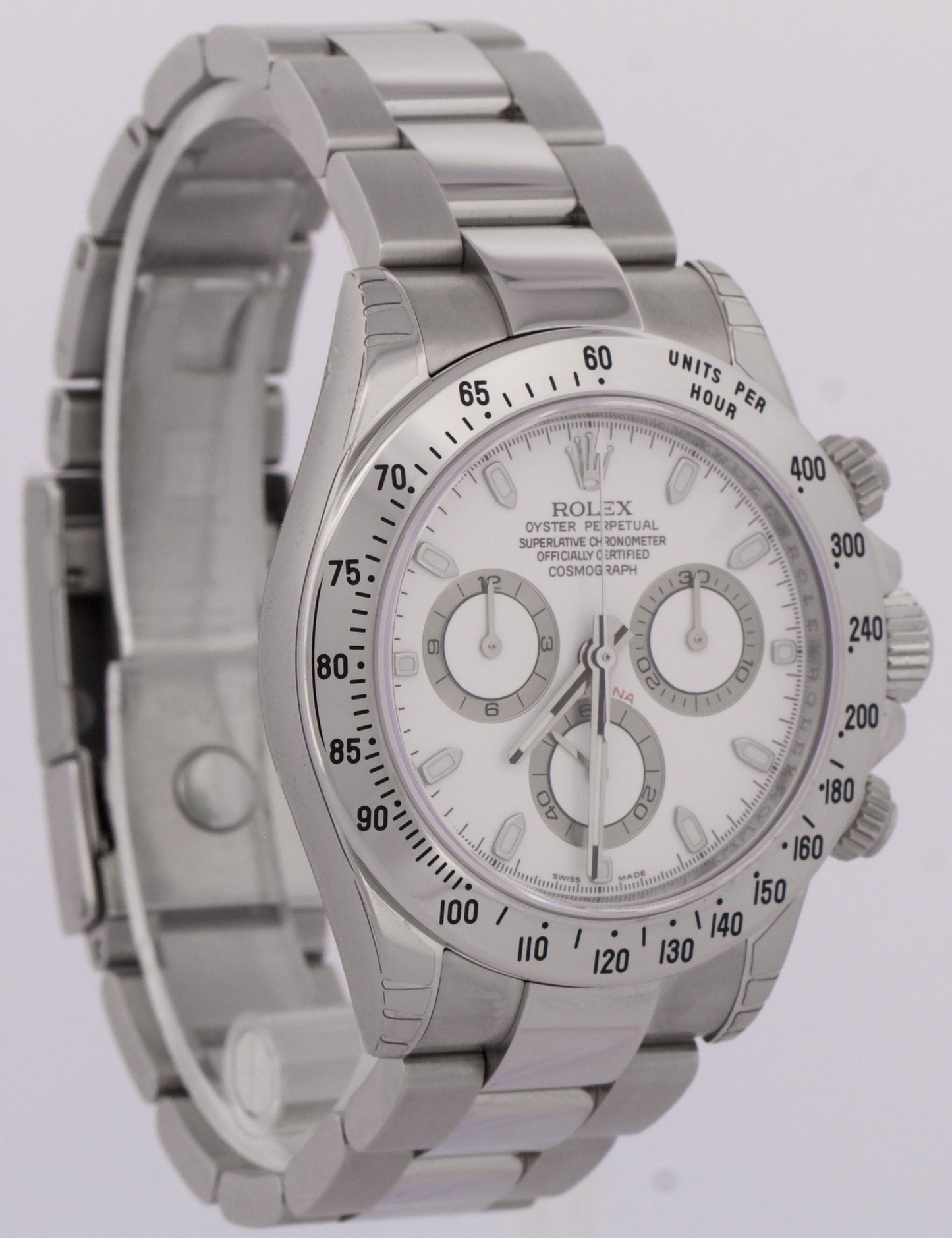 NOS STICKERED PAPERS Rolex Daytona Cosmograph WHITE Stainless 40mm 116520 BOX