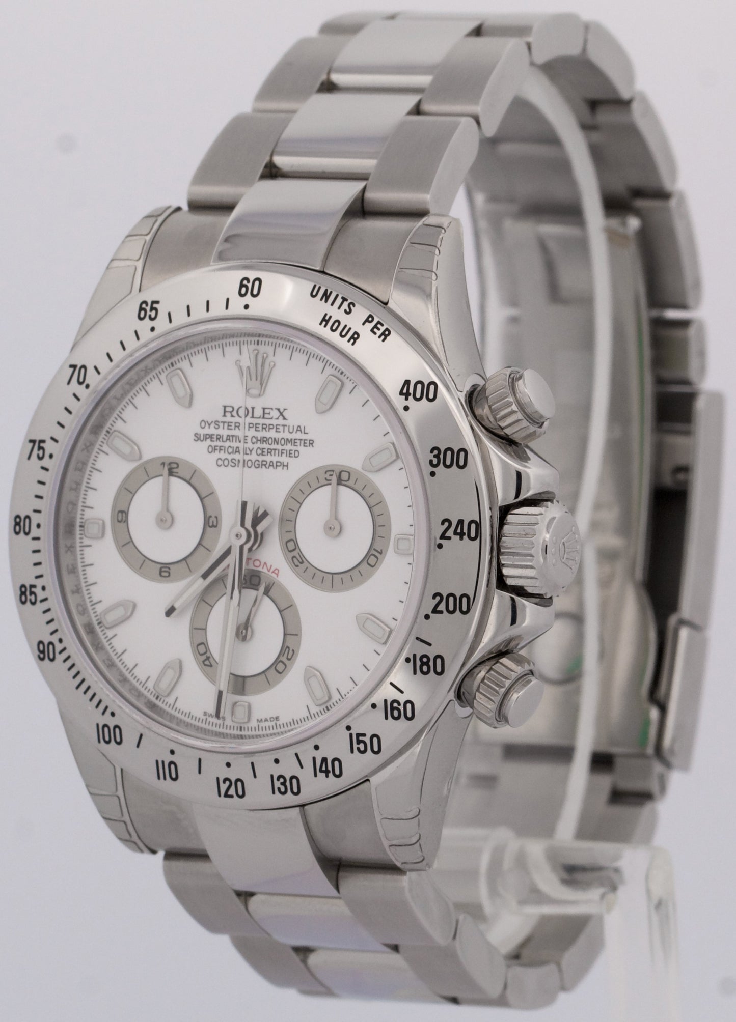 NOS STICKERED PAPERS Rolex Daytona Cosmograph WHITE Stainless 40mm 116520 BOX