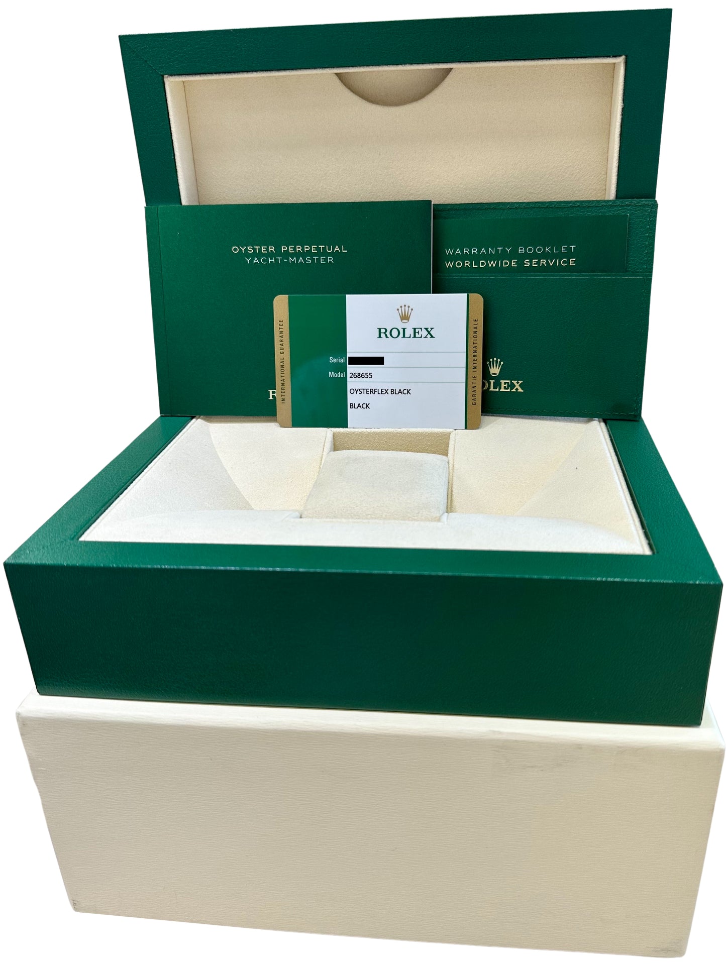 2021 PAPERS Rolex Yacht-Master Black Rose Gold Oysterflex 37mm Watch 268655 B+P