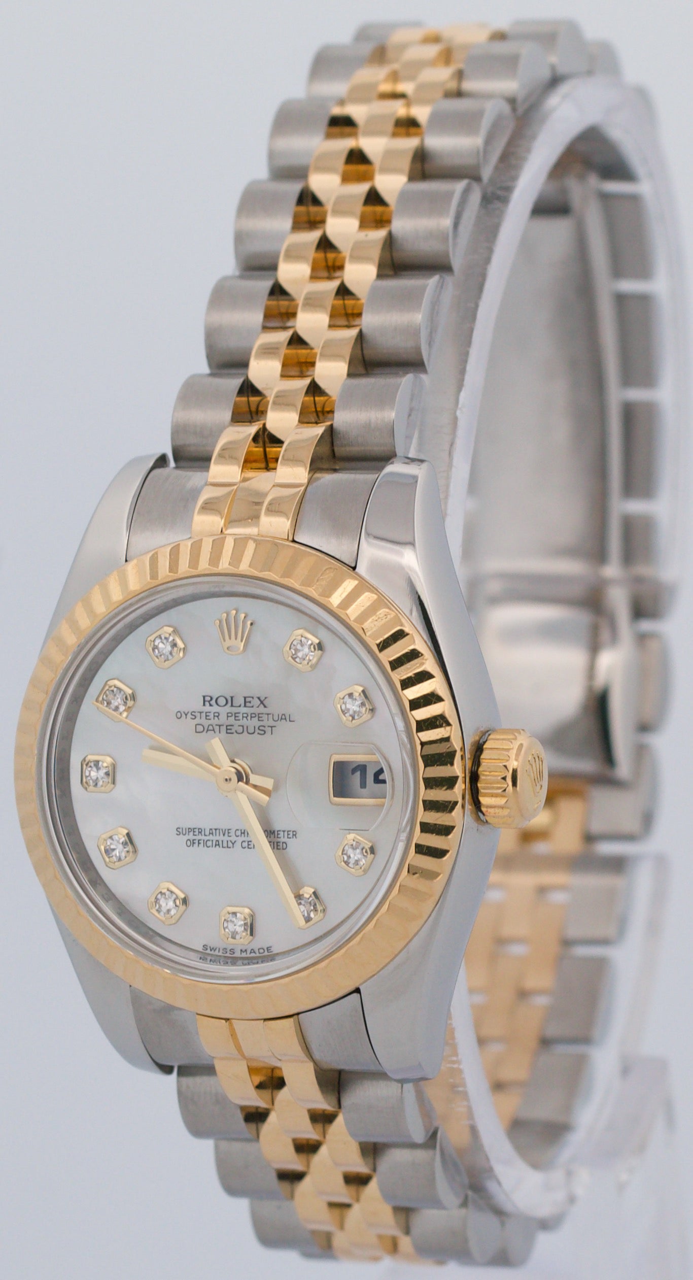 Ladies Rolex DateJust FACTORY MOP DIAMOND 18K Gold Steel 26mm JUBILEE 179173