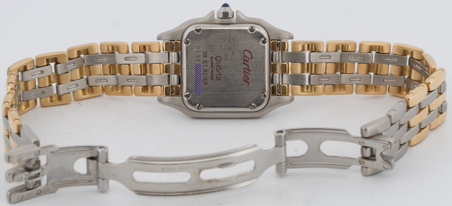 Ladies Cartier Panthere 6692 Three-Row 18K Gold Steel Ivory 22mm Quartz Watch