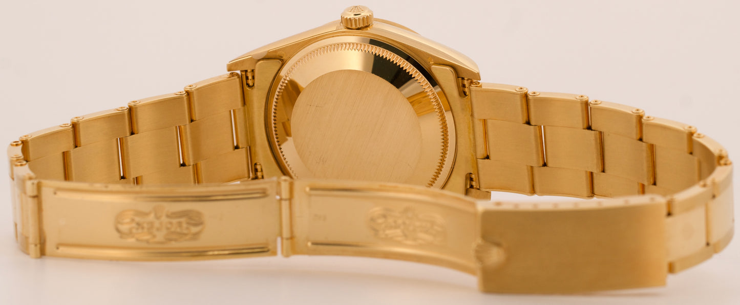 TOP CONDITION PAPERS Rolex Oyster Perpetual Date 34mm CHAMPAGNE 18K 15238 BOX