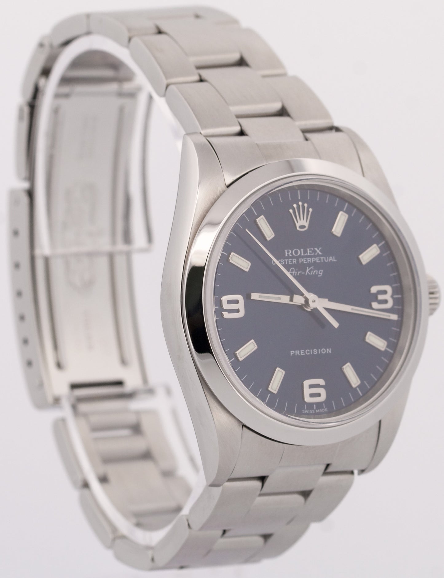 PAPERS Rolex Oyster Perpetual Air-King BLUE 34mm 3-6-9 RSC Watch 14000 M BOX
