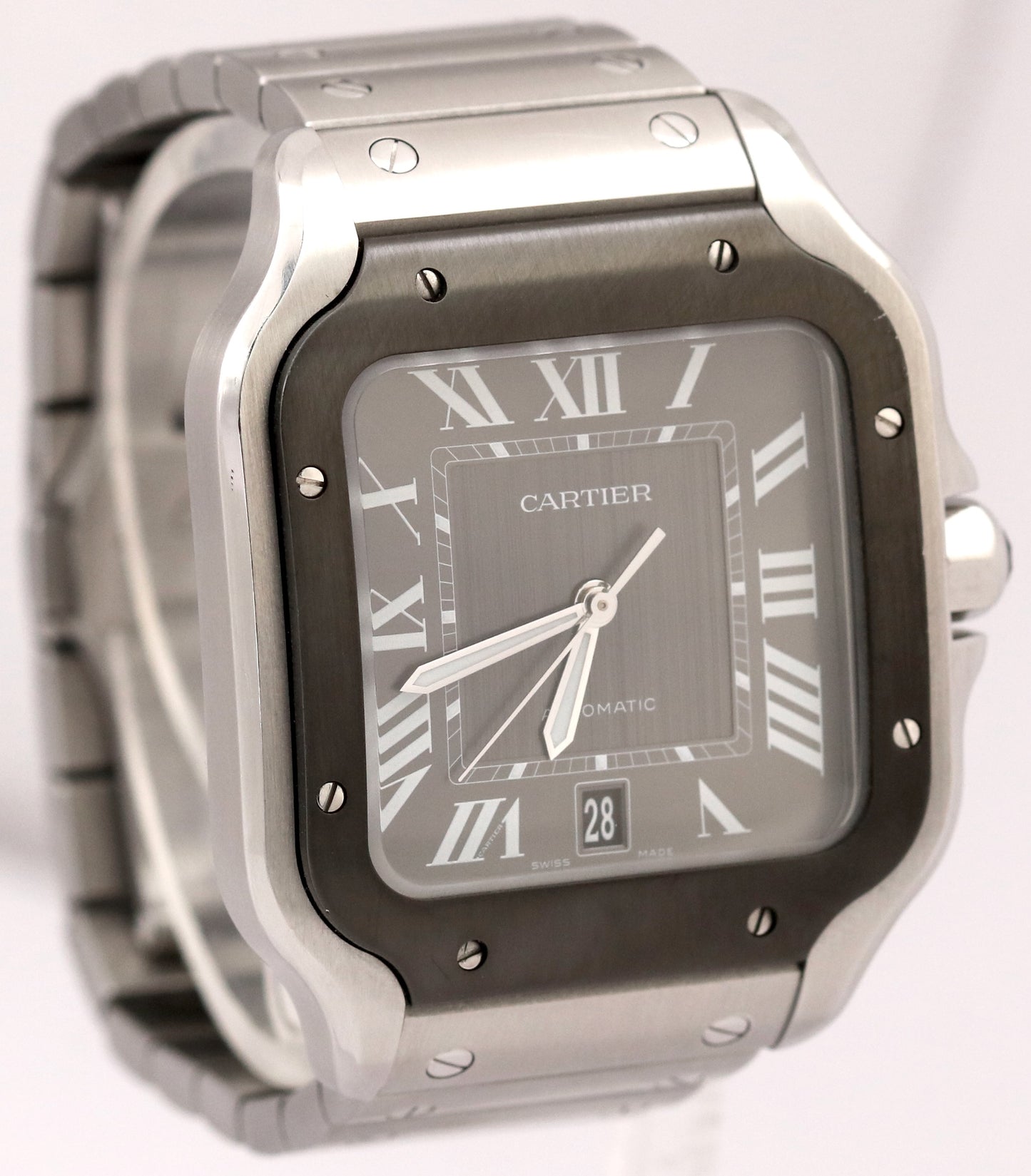 PAPERS Cartier Santos Large 39.8mm BLACK ADLC Gray Steel 4072 WSSA0037 Watch BOX