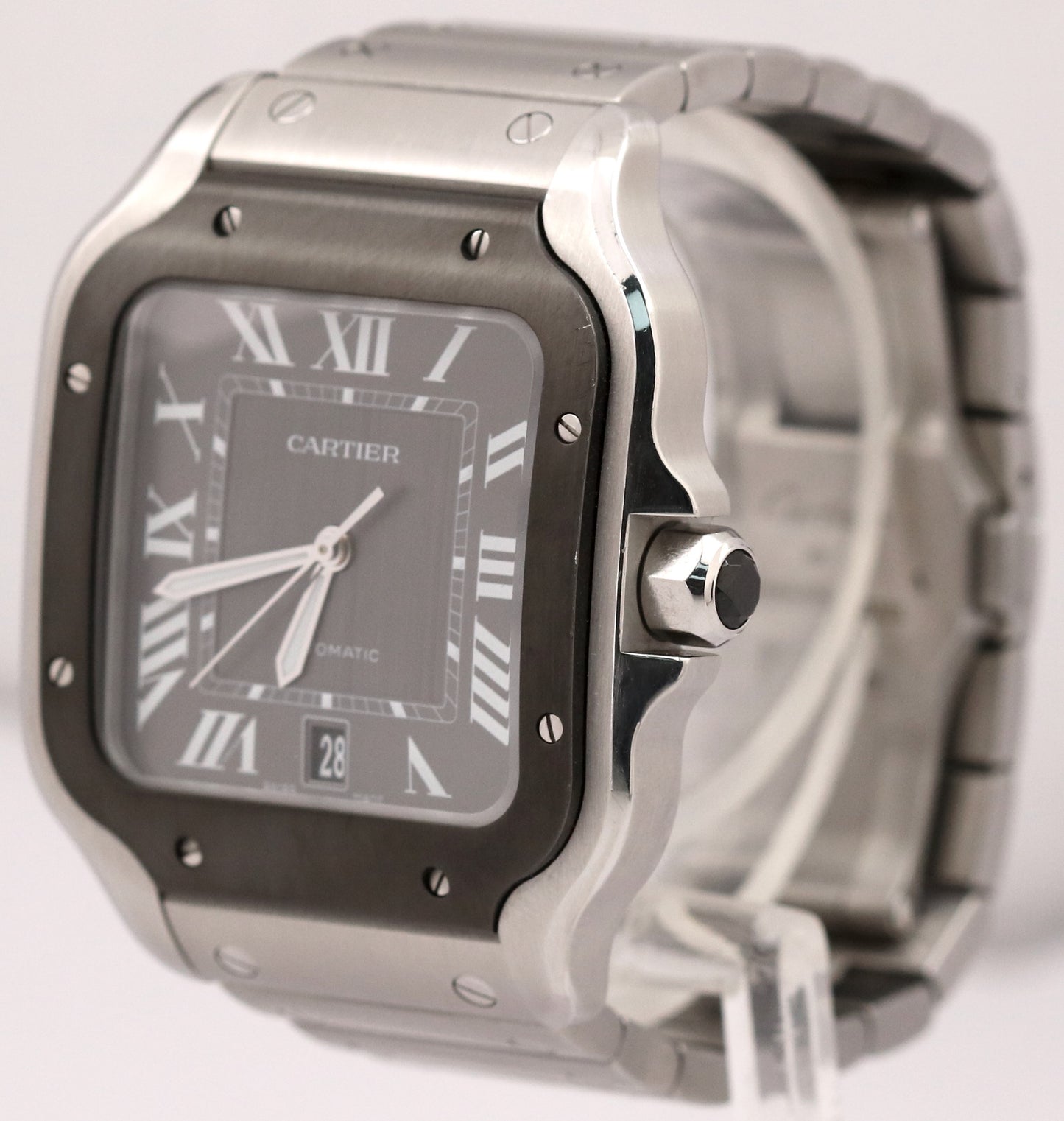 PAPERS Cartier Santos Large 39.8mm BLACK ADLC Gray Steel 4072 WSSA0037 Watch BOX
