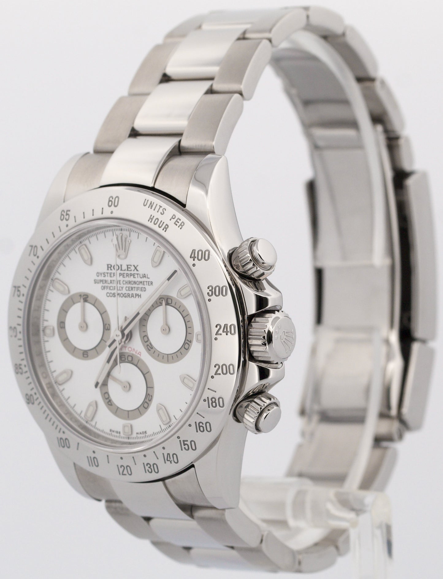 Rolex Daytona Cosmograph PANDA White Stainless Steel REHAUT Watch 40mm 116520