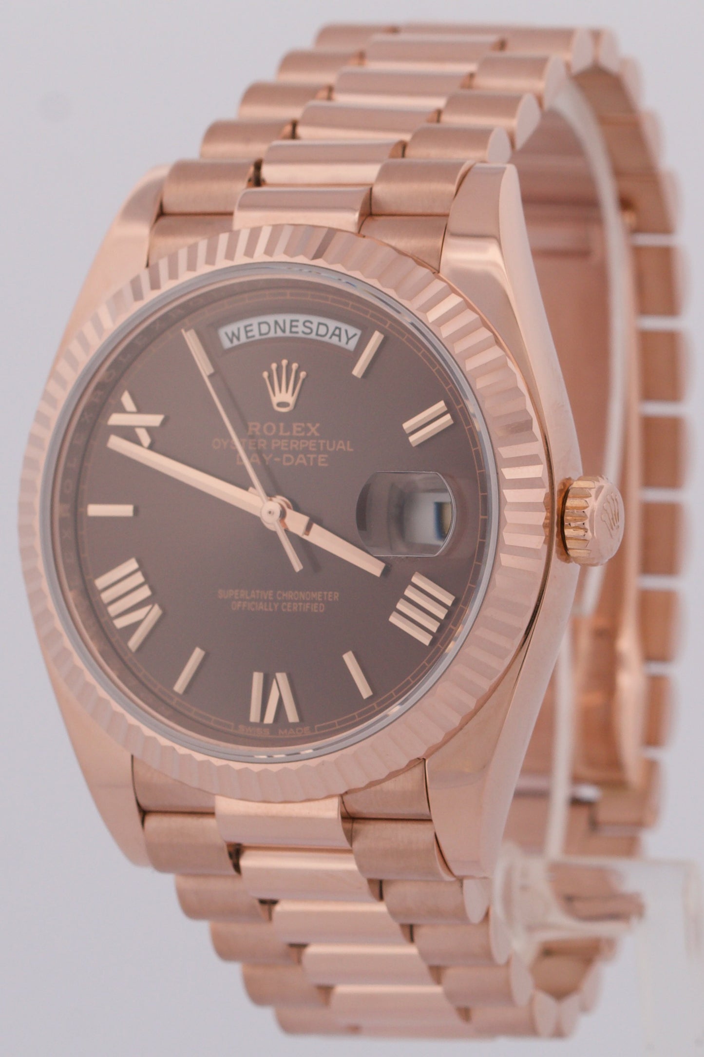 PAPERS Rolex Day-Date President 40mm CHOCOLATE ROMAN Brown 18K Gold 228235 BOX