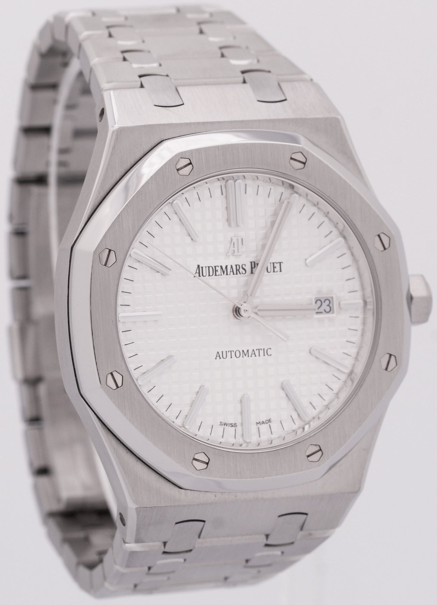 PAPERS Audemars Piguet Royal Oak WHITE Stainless 41mm 15400ST.OO.1220ST.02 BOX