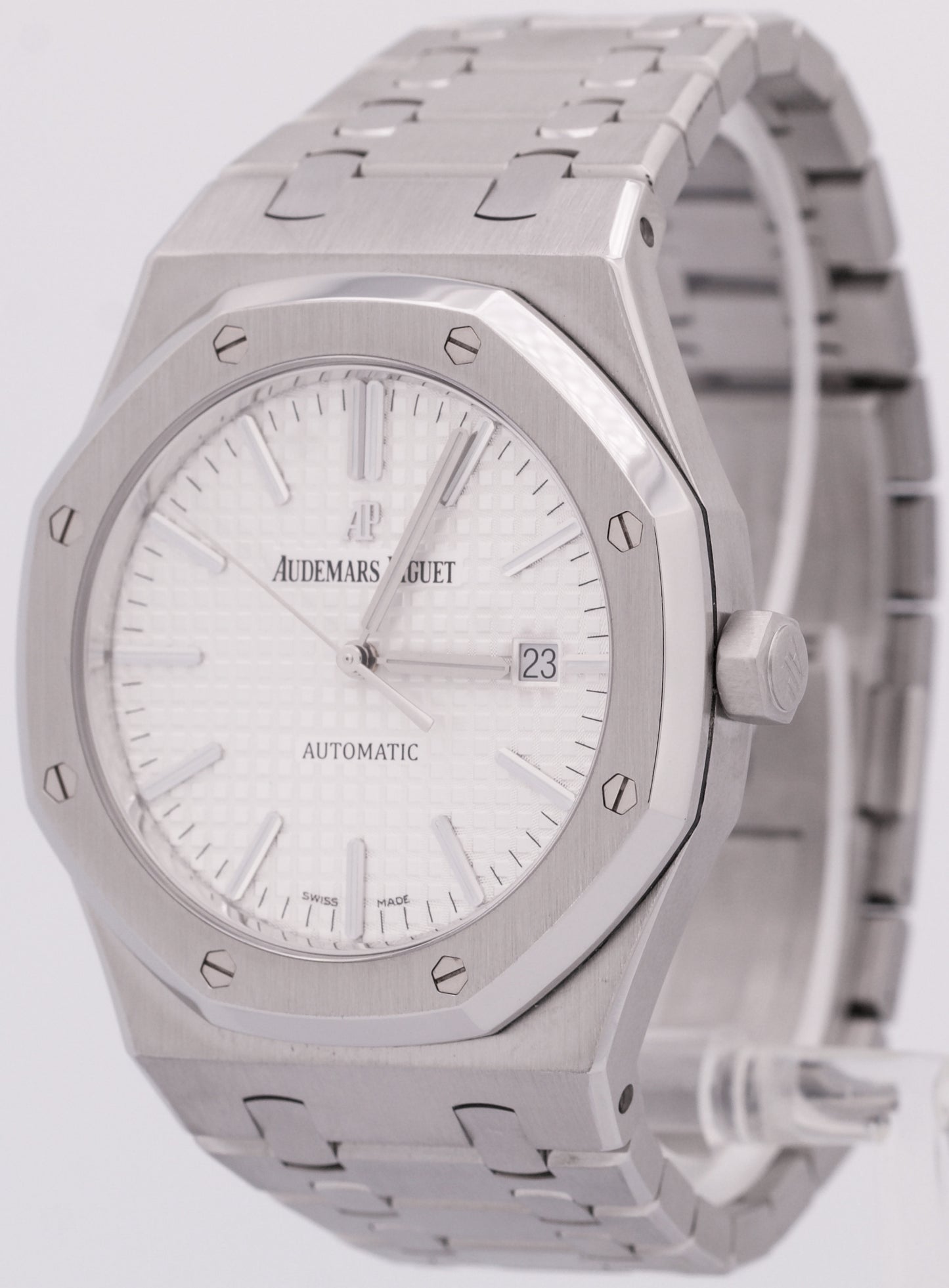 PAPERS Audemars Piguet Royal Oak WHITE Stainless 41mm 15400ST.OO.1220ST.02 BOX