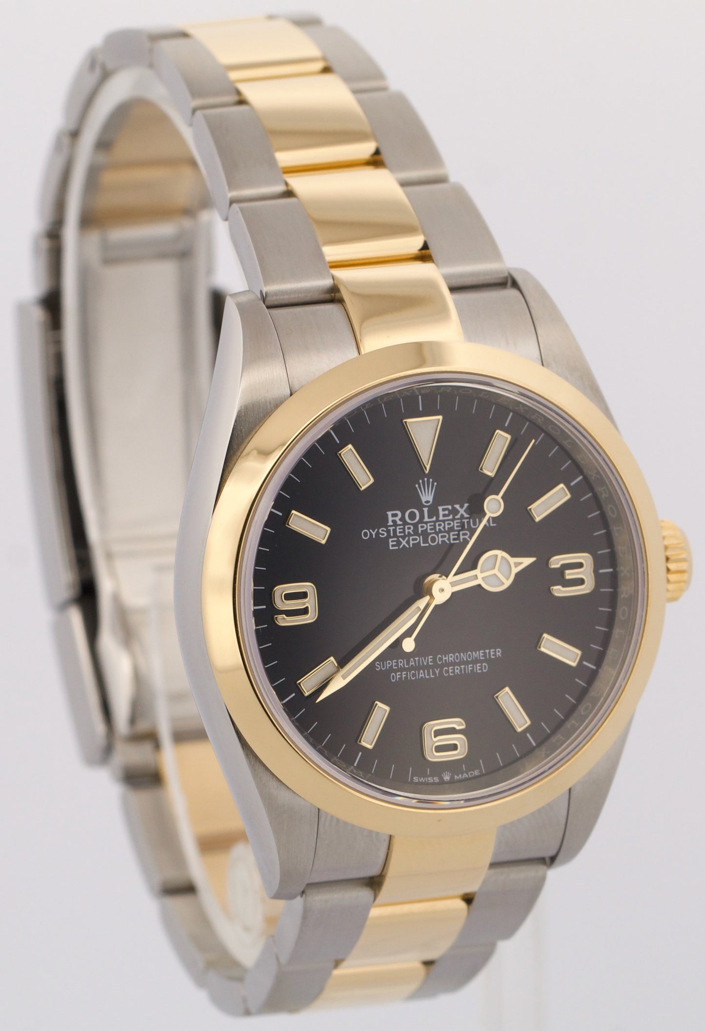 2023 PAPERS Rolex Explorer I Black TWO-TONE 18K Gold Steel 36mm 124273 Watch BOX