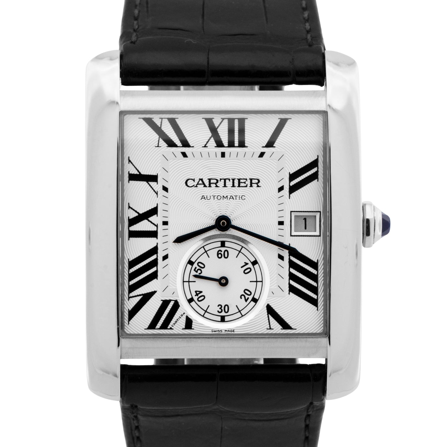 MINT Cartier Tank MC SILVER ROMAN Automatic Leather 34mm x 44mm 3589 W5330003