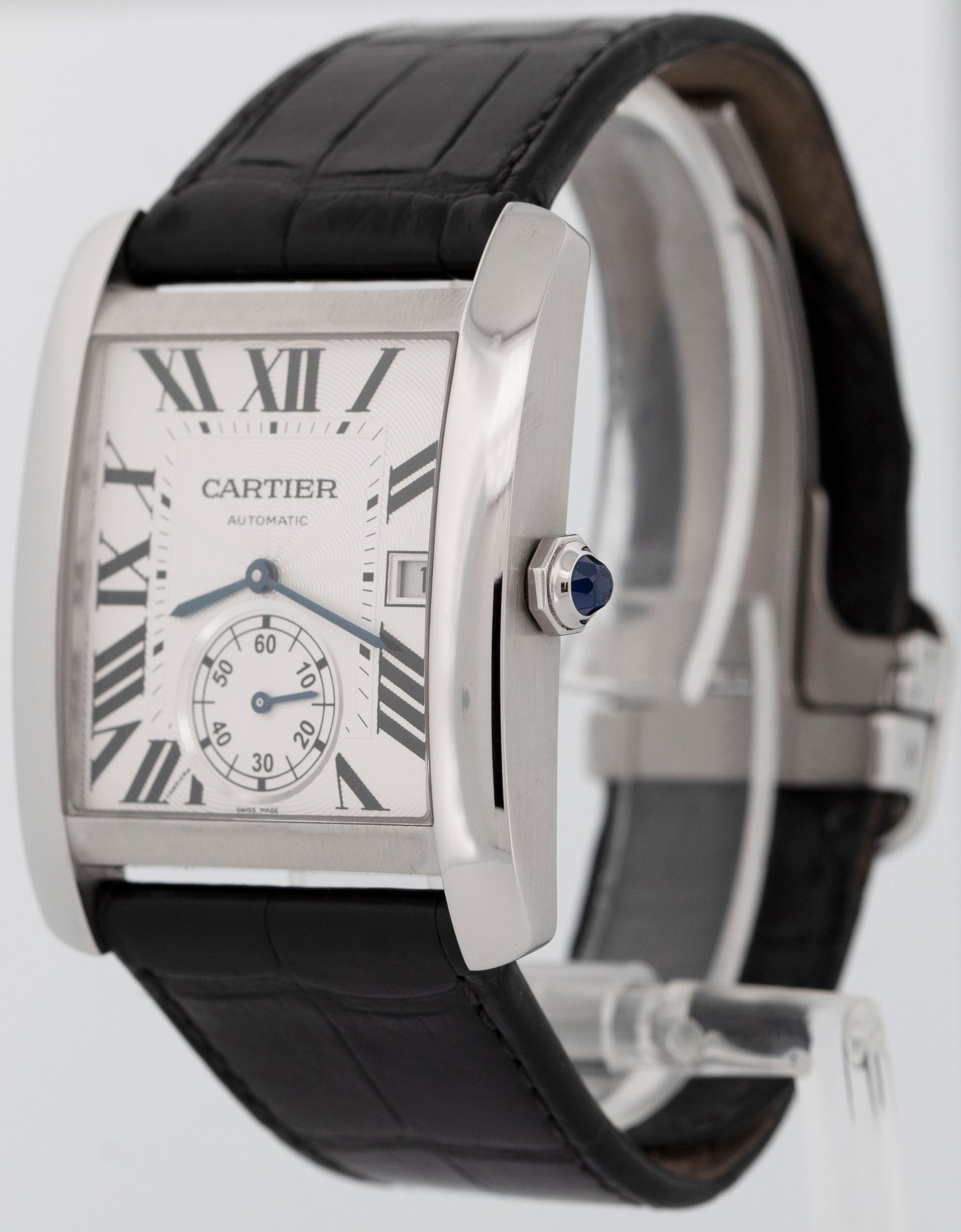 MINT Cartier Tank MC SILVER ROMAN Automatic Leather 34mm x 44mm 3589 W5330003