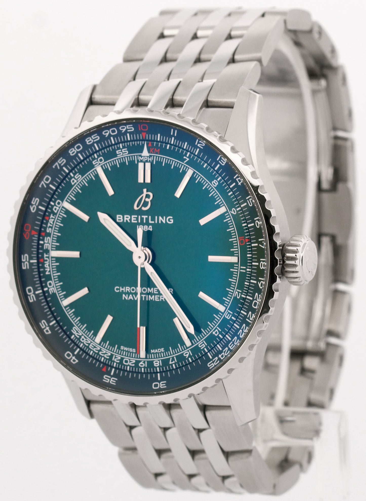 2024 PAPERS Breitling Navitimer 41 Steel GREEN Stainless Steel 41mm A17329 BOX
