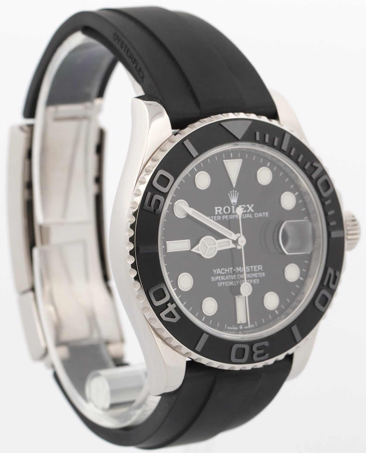 Rolex Yacht-Master BLACK 18K White Gold Oysterflex Rubber 42mm 226659 Watch