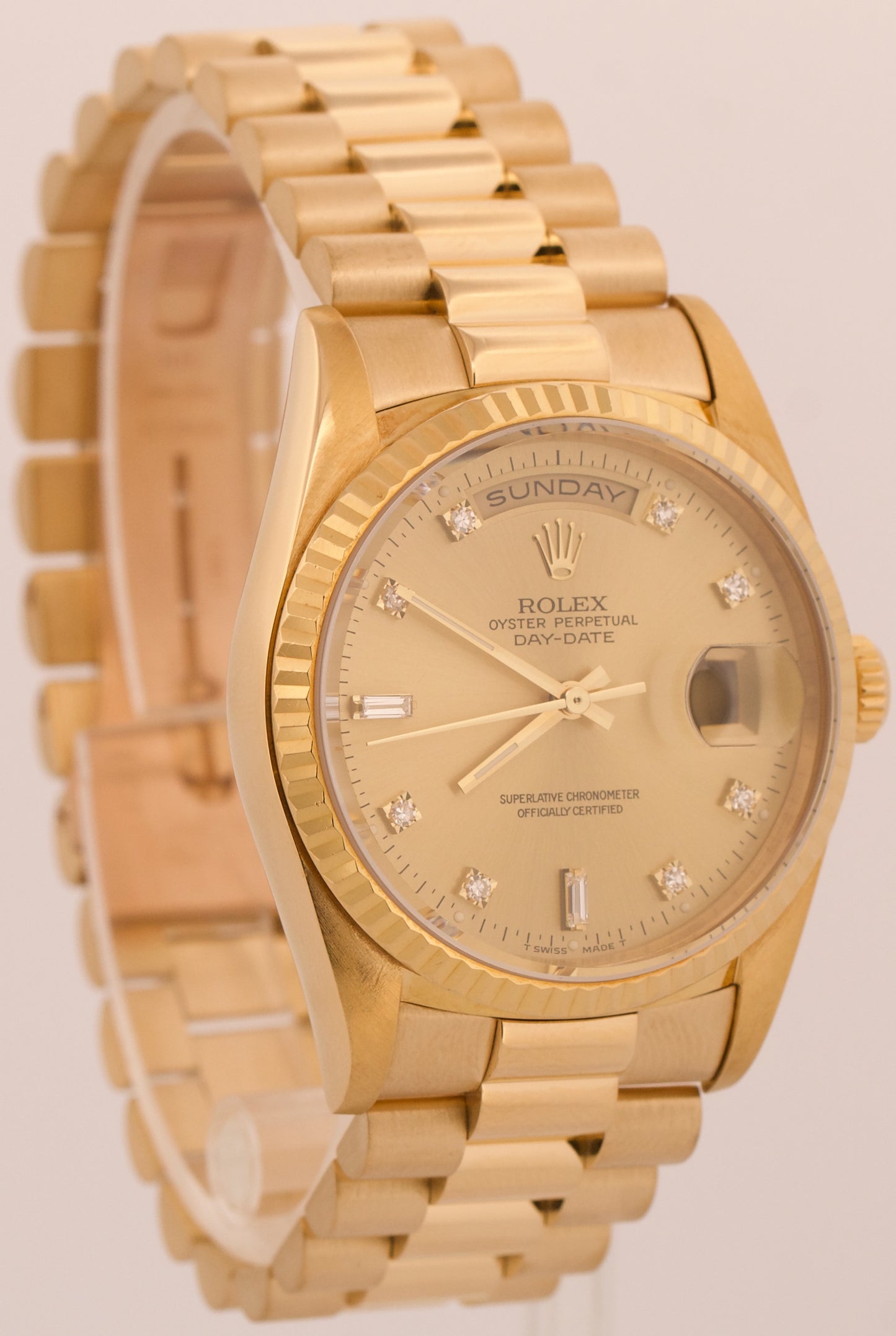 Rolex Day-Date President CHAMPAGNE DIAMOND 36mm 18K Yellow Gold 18238 Watch