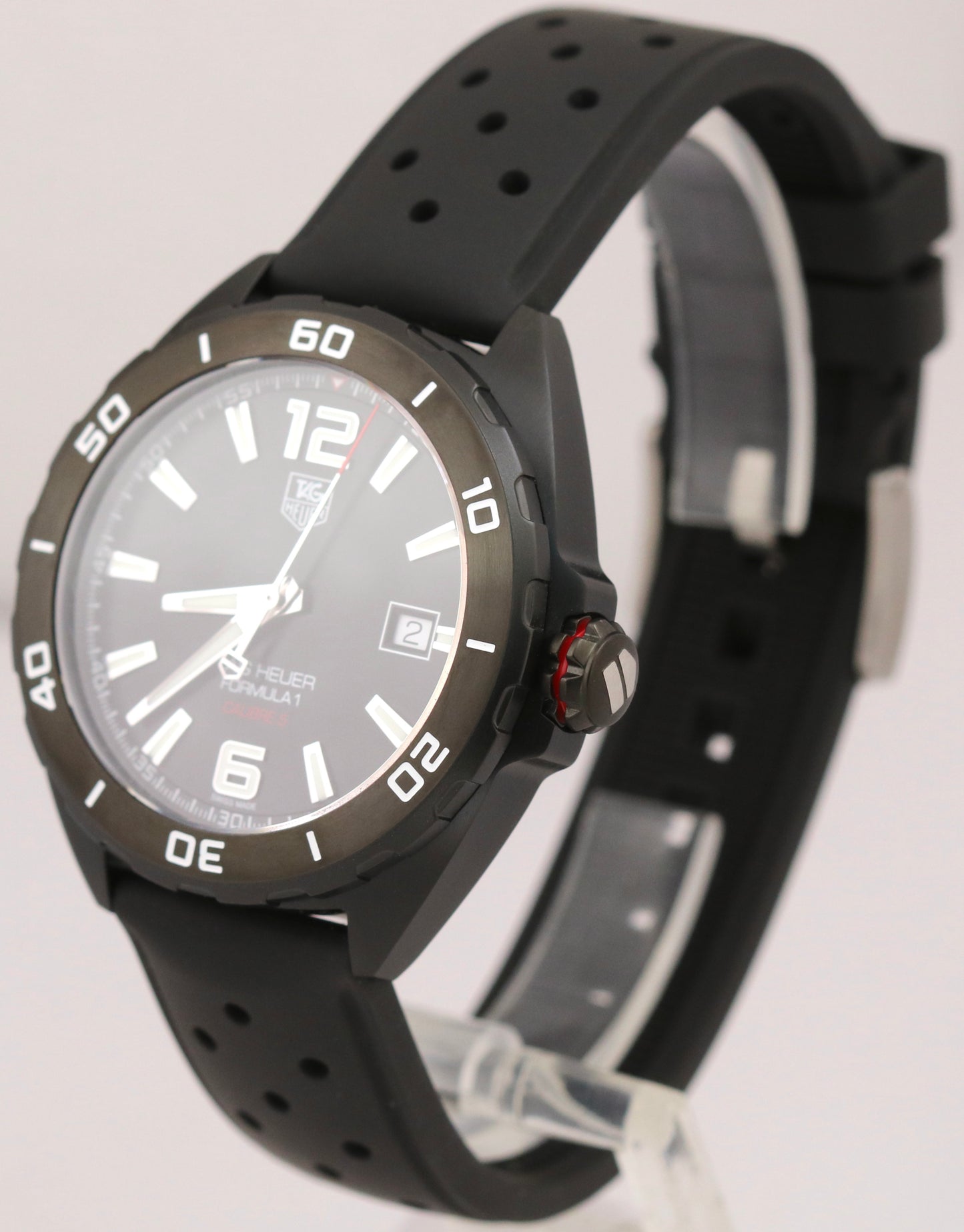NEW PAPERS Tag Heuer Formula 1 BLACK Steel PVD Rubber 41mm WAZ2115.FT8023 BOX