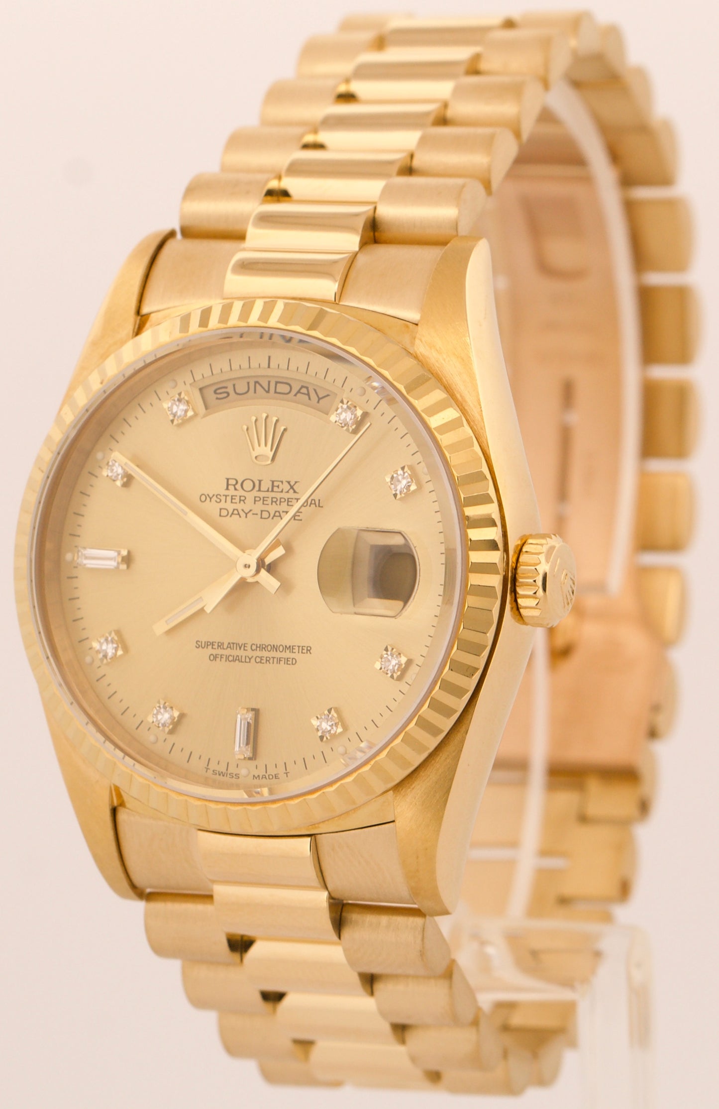 Rolex Day-Date President CHAMPAGNE DIAMOND 36mm 18K Yellow Gold 18238 Watch