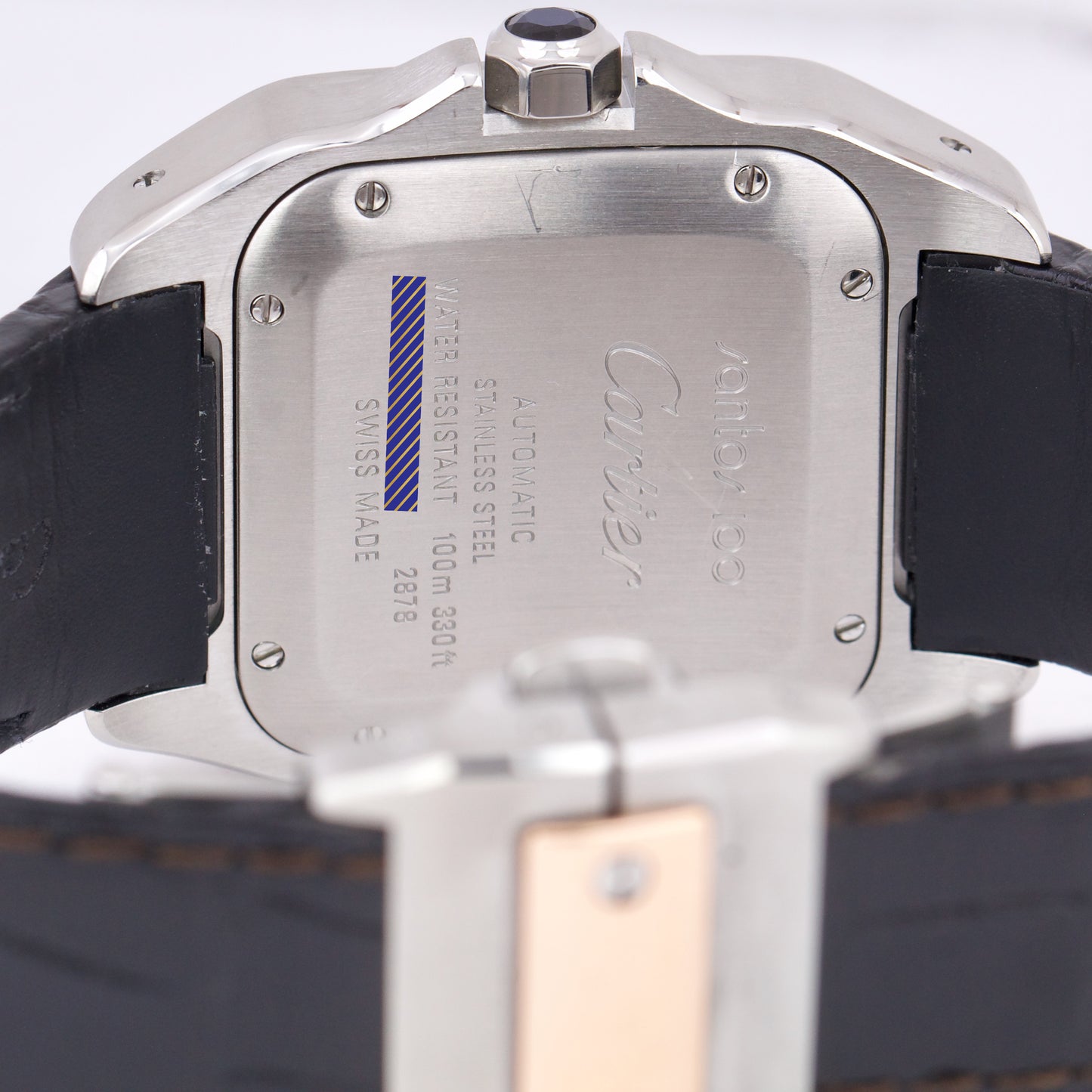 Cartier Santos 100 XL 33x44mm W20072X7 18K Rose Gold Steel Ivory Roman 2878