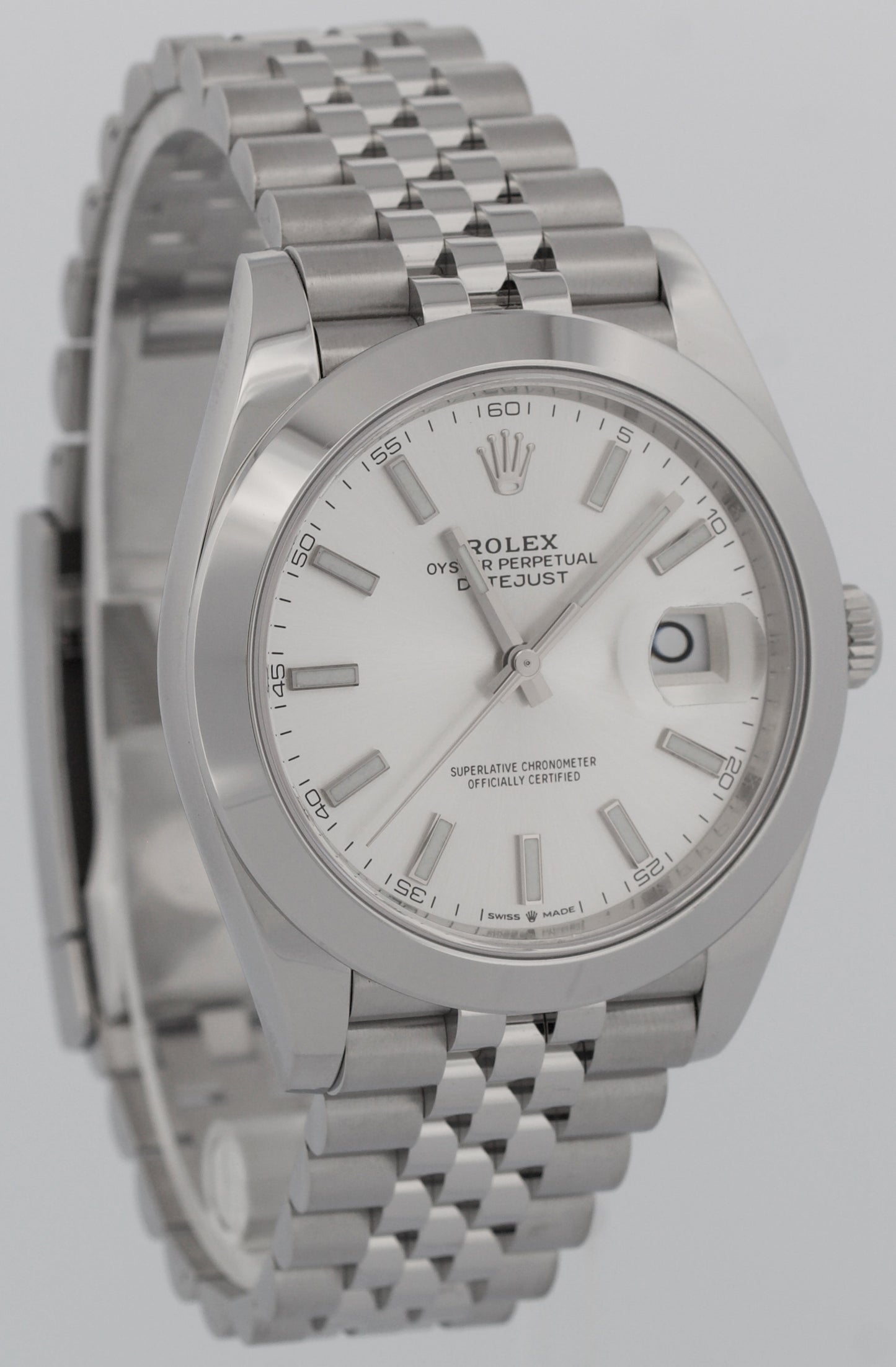 PAPERS Rolex DateJust 41 SILVER Stainless Steel Smooth JUBILEE 41mm 126300 BOX