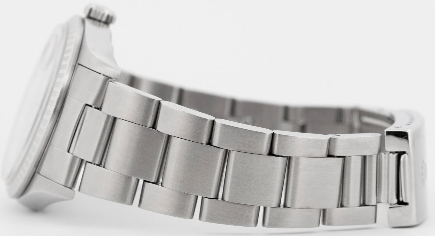 Rolex DateJust Silver 36mm ENGINE TURNED Stainless Steel Oyster Watch 16220