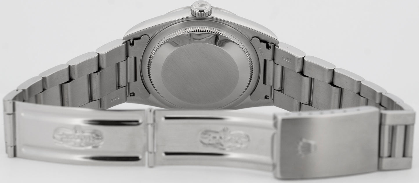 Rolex DateJust Silver 36mm ENGINE TURNED Stainless Steel Oyster Watch 16220