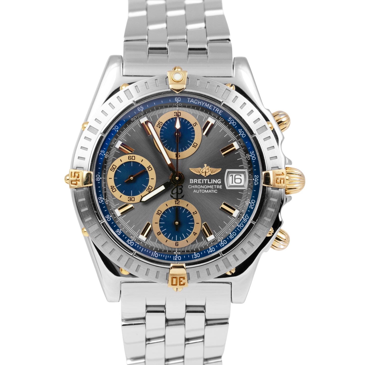 Breitling Chronomat Gray Two-Tone 39mm 18K Gold Stainless Steel Watch B13352