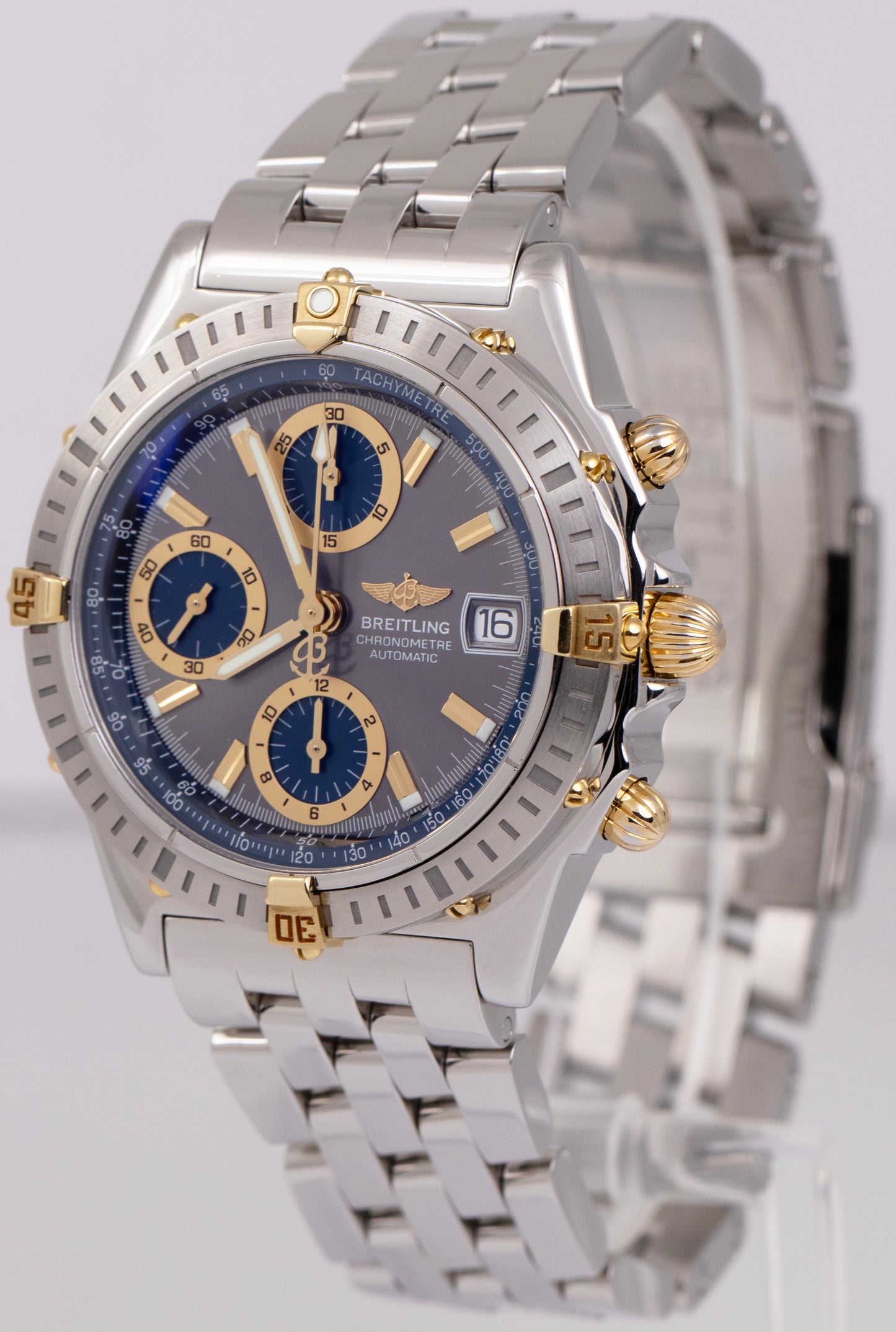 Breitling Chronomat Gray Two-Tone 39mm 18K Gold Stainless Steel Watch B13352