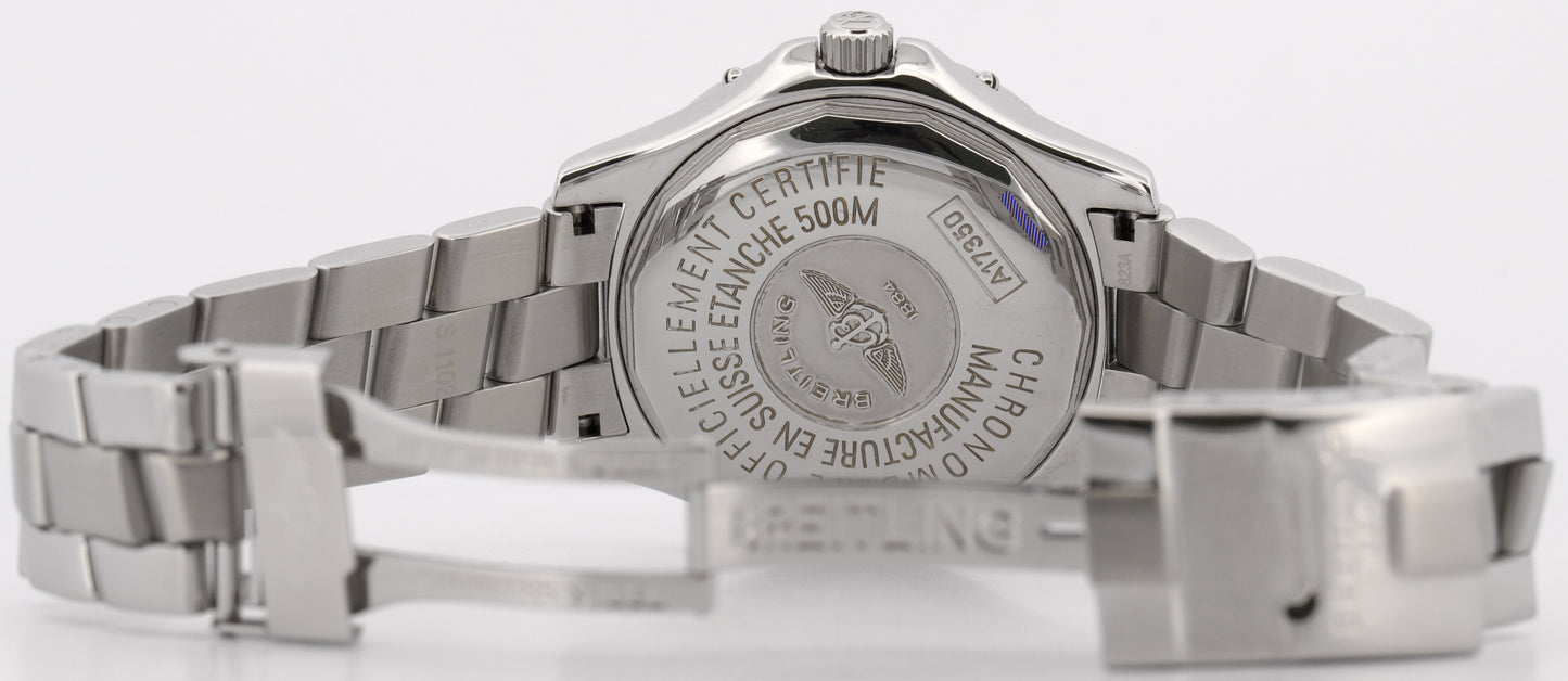 2002 PAPERS Breitling Colt BLUE Stainless Steel 38mm Automatic Date A17350 BOX