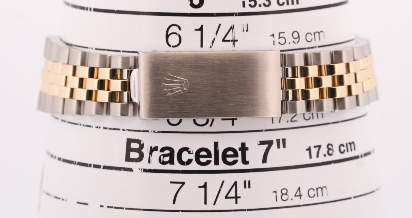 Rolex DateJust 31mm Midsize Two-Tone BLACK 18K Yellow Gold Fluted Watch 68273